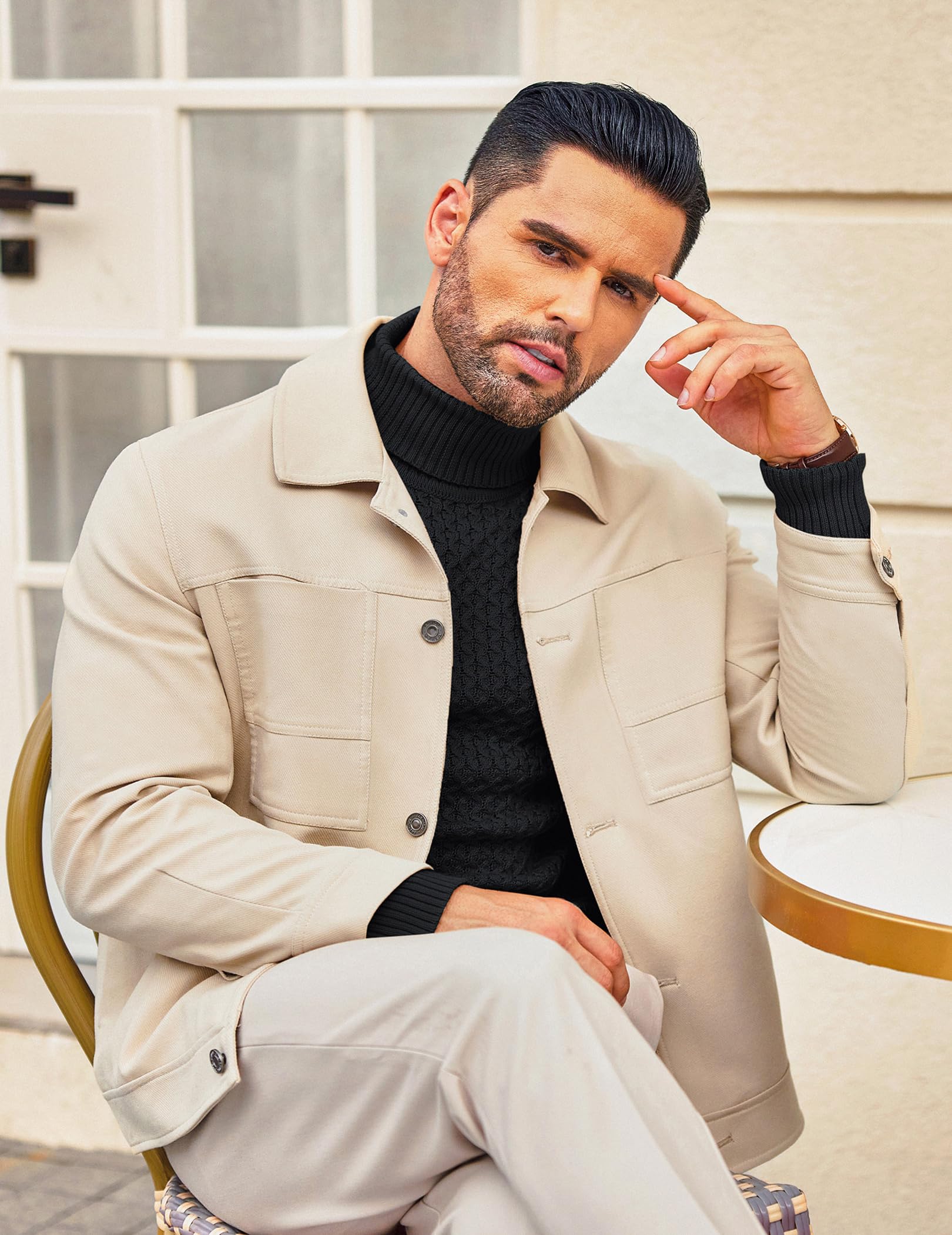 COOFANDY Maglione Uomo Collo Alto Maglione Dolcevita Elegante Maglia Lupetto Slim Fit Maglia Invernale