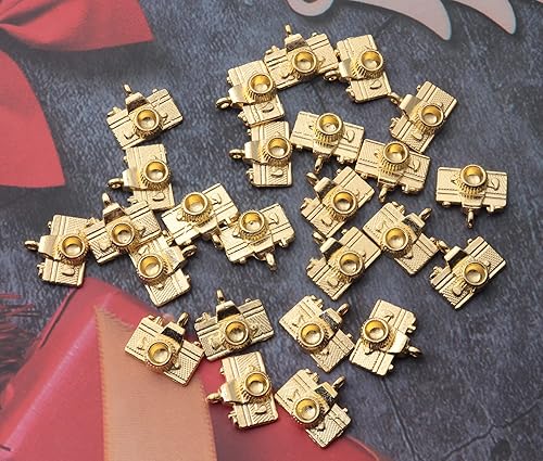 Miniatura 3 de 50 dijes para cámara, color plateado y dorado, mini kit de joyería de cuentas de metal para manualidades, idea de regalo de Navidad, collar,