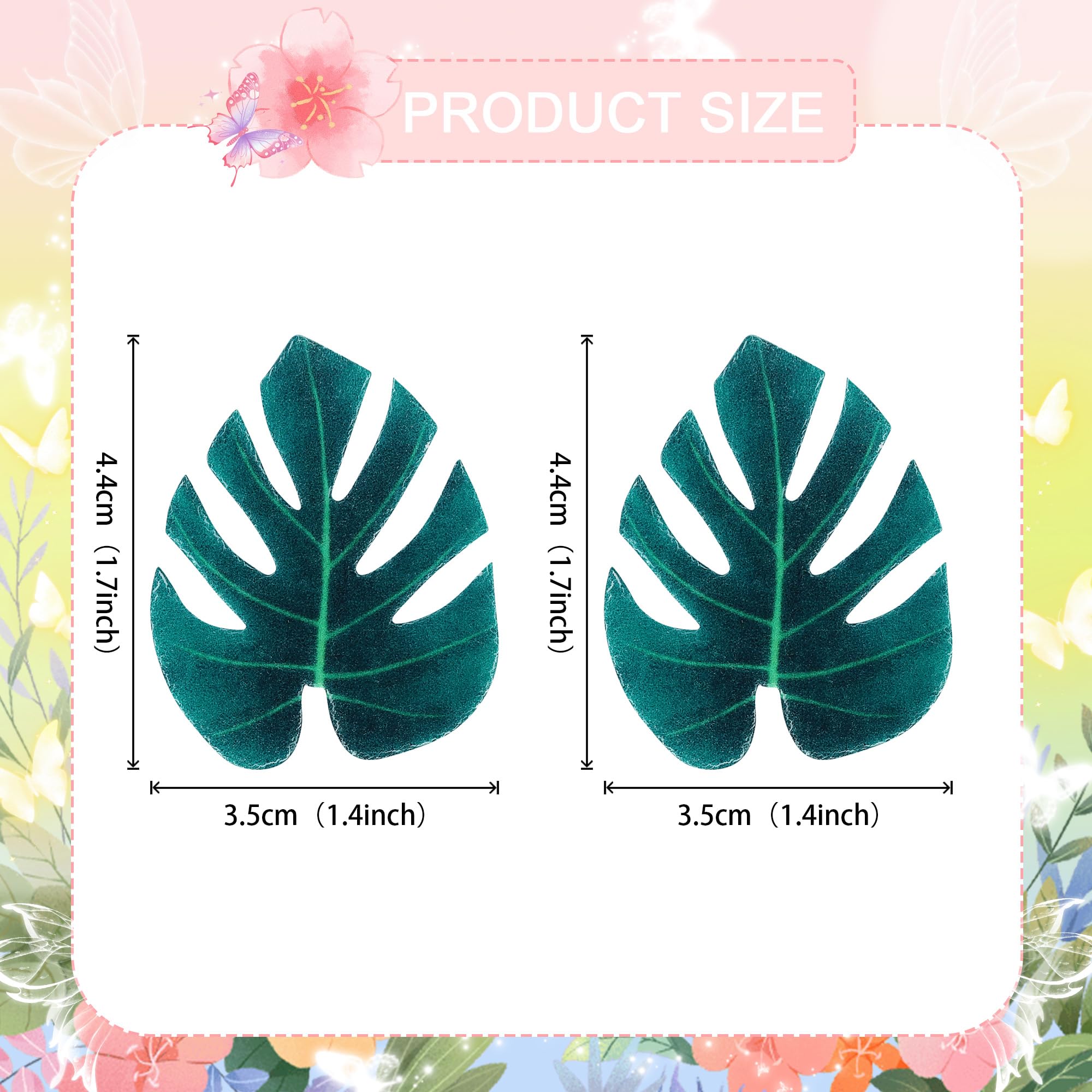 Rsstarxi 48 Pack Edible Tropical Turtle Leaves Cupcake Toppers, Edible Tropical Palm Leaves Cake Decorations for Hawaii Theme Jungle Baby Shower Birthday Party Decorations Supplies