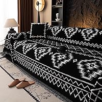 Vista 2 de VClife funda boho de sofá de felpilla para sofá seccional, funda antideslizante para sofá de 2 plazas, protector para mascotas con borlas, funda