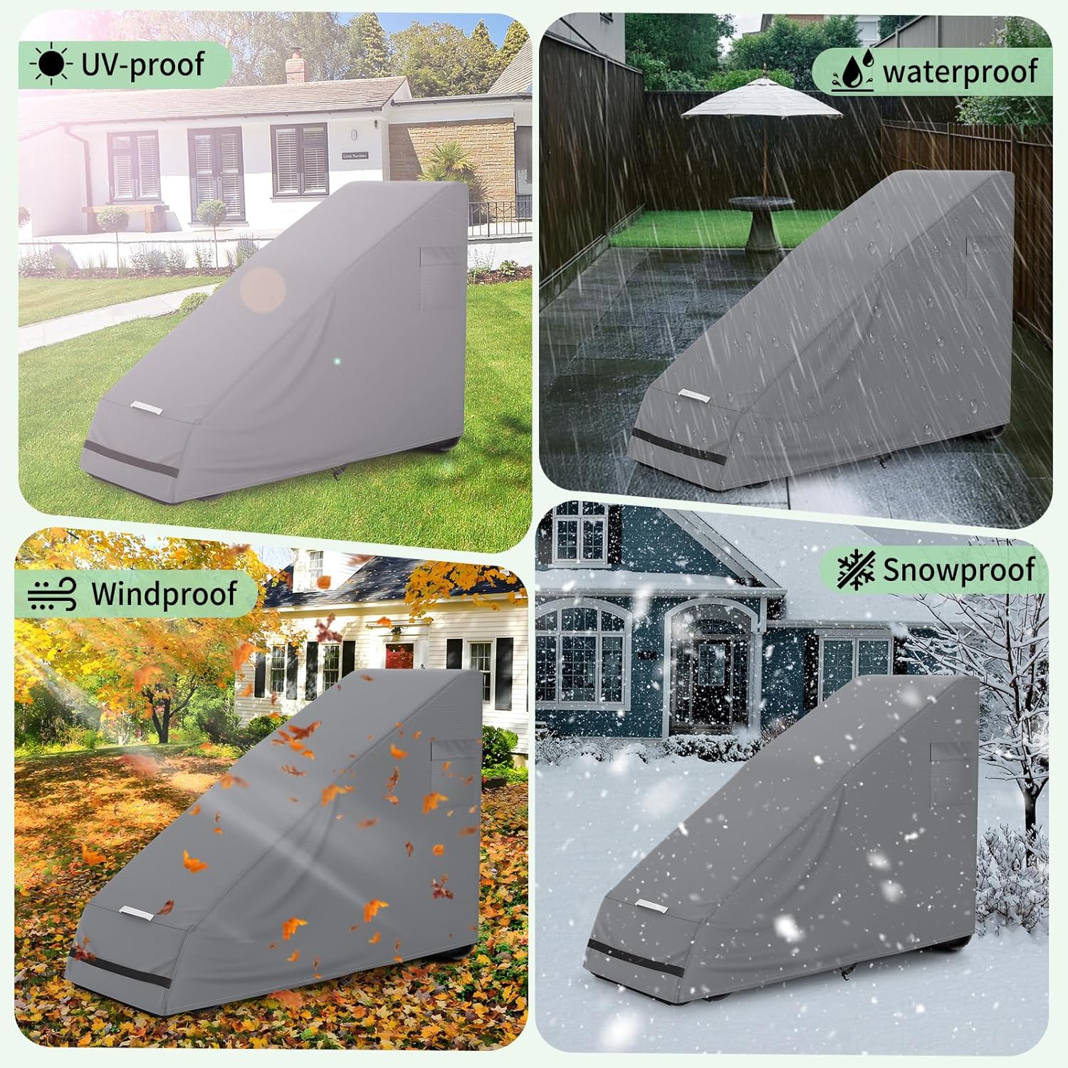 AKEfit 2PCS Zero Gravity Chair Cover,Outdoor Waterproof Folding Chair Cover with Storage Bag,UV Resistant and Dustproof,Fits Most Folding Recliners,Grey