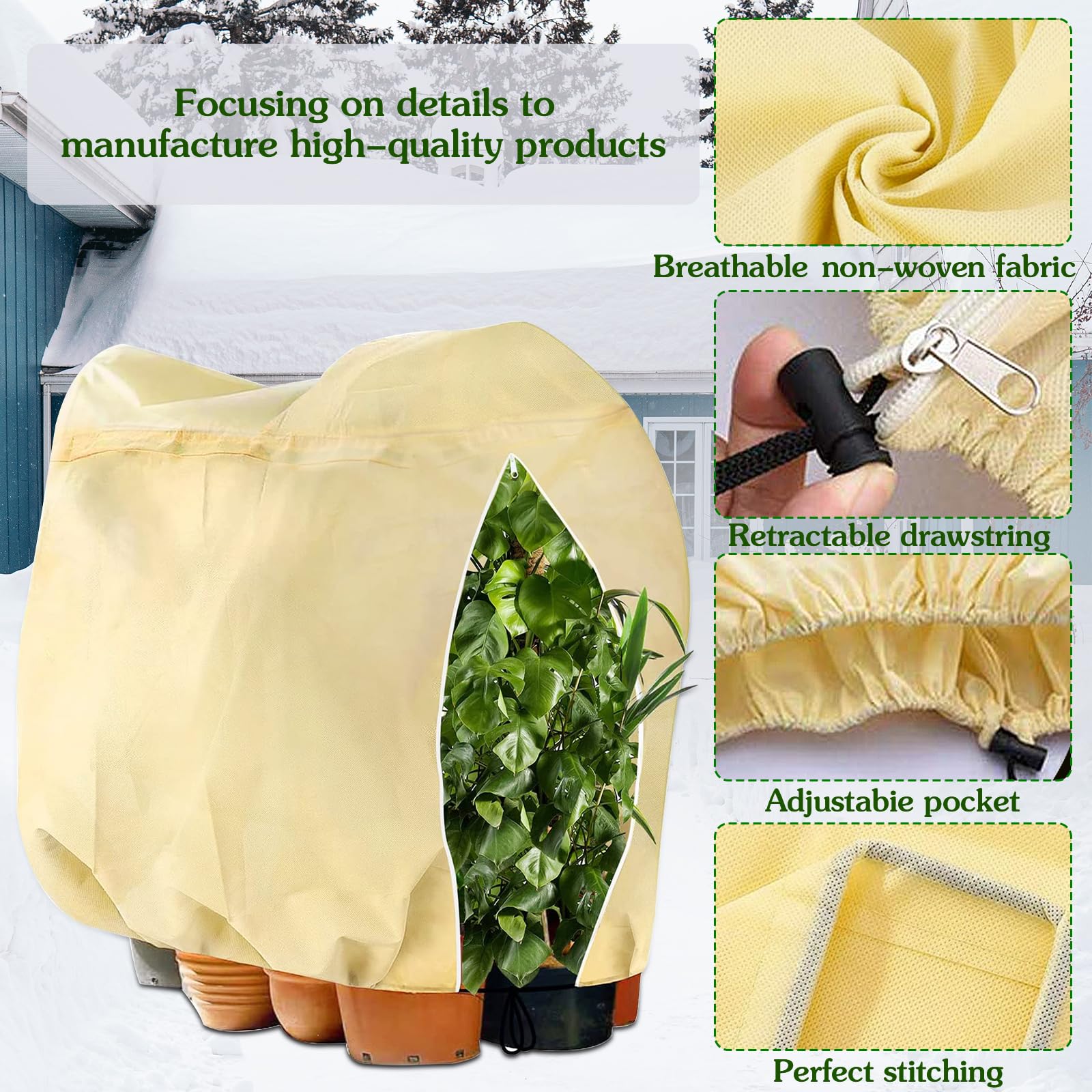 Housse Hivernage Plante 120x180cm 70g/m² - Protection Voile D'Hivernage Réutilisable