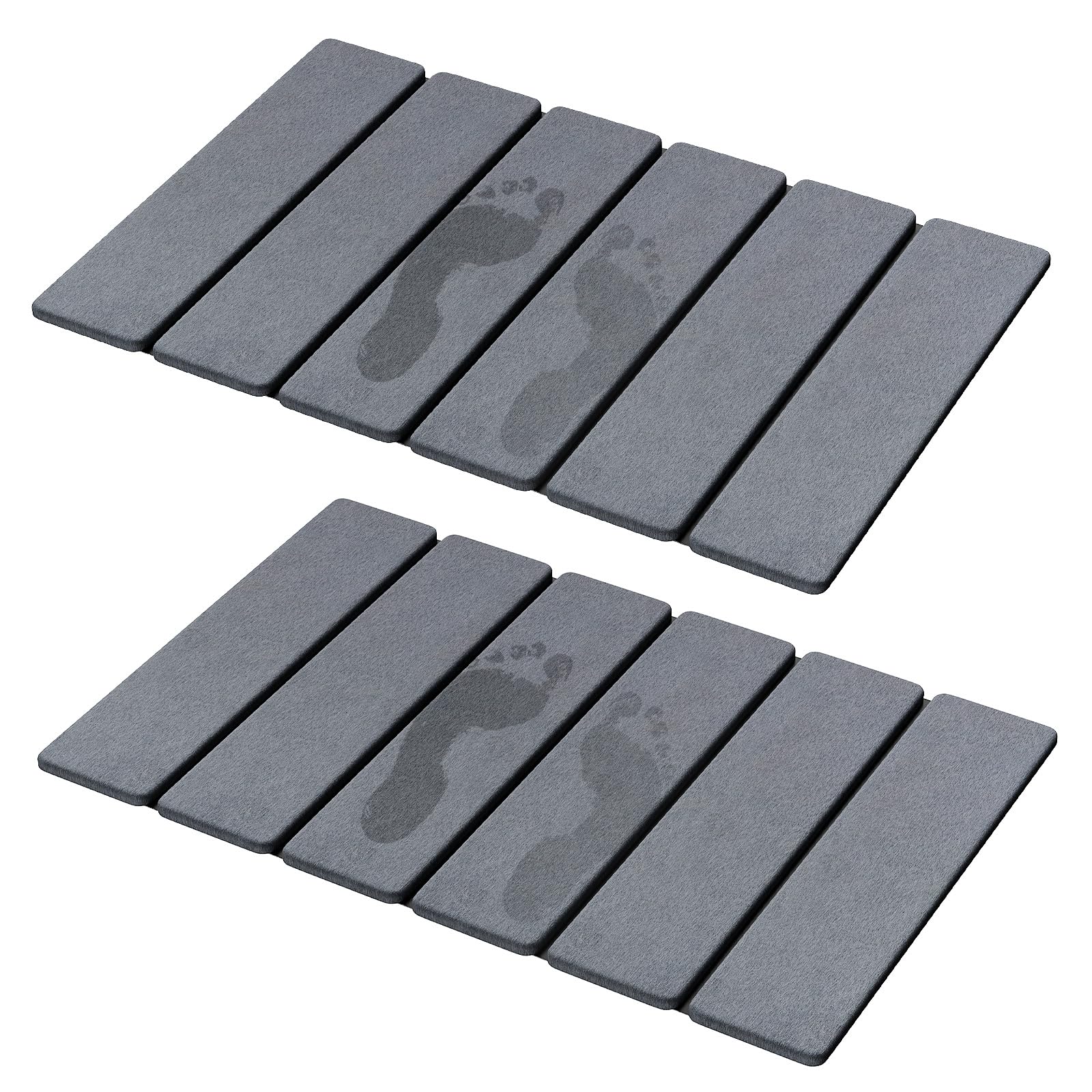 Luxspire Stone Bath Mat, Stone Mat Bathroom Foldable 24x16in 2pc, Dark Gray | Quick &amp; Fast Drying Diatomaceous Earth, Non-Slip Rubber Base, Easy-Clean Surface for Bathroom Floor &amp; Kitchen Counter