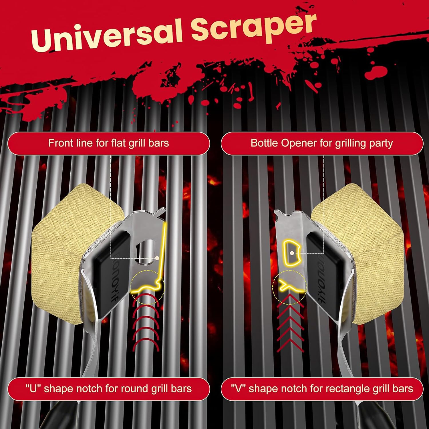 Grill Brush Bristle Free + 5 Replaceable Pads, Grill Cleaner Brush for Outdoor Grill, Steam Grill Brush and Scraper for Cast Iron/Stainless Steel Grates, BBQ Grill Brush, Gift for Men Dad