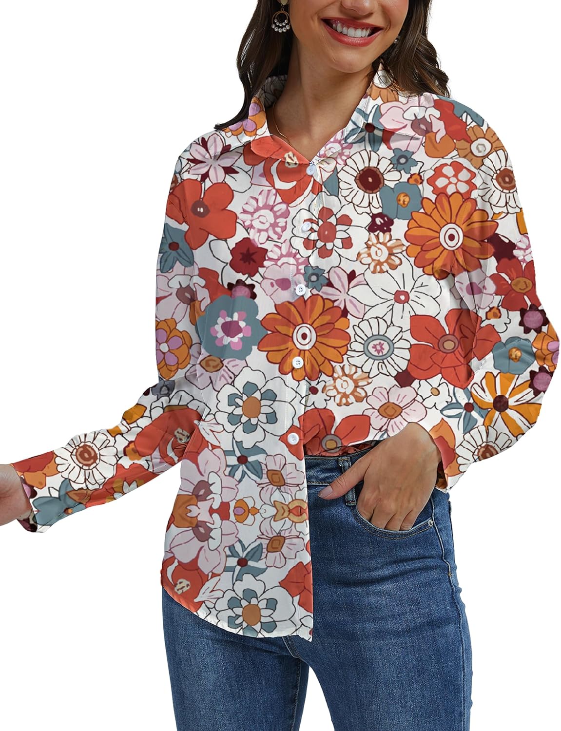 Womens Button Down Blouse Long Sleeve Tops for Women Ladies Collared Shirt Dressy Casual Work 2025 Trendy - Image 7