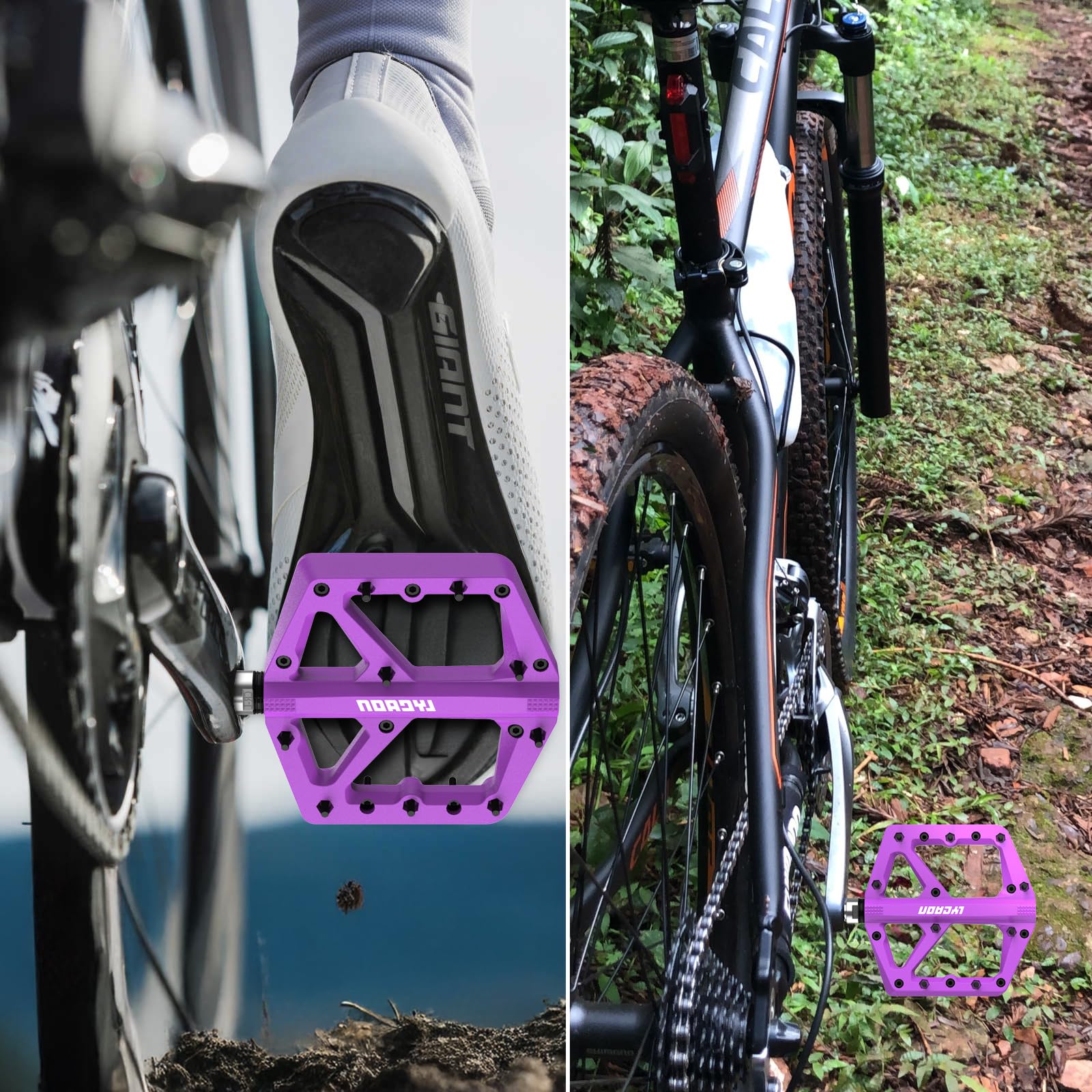 LYCAON Fahrradpedale - Rennrad/Mountainbike MTB Pedale, rutschfeste 9/16-Zoll CR-MO Spindel Fahrrad Nylon Pedal, Pedale für MTB BMX Fahrrad Road Bike, Anti-Rutsch Flachpedale