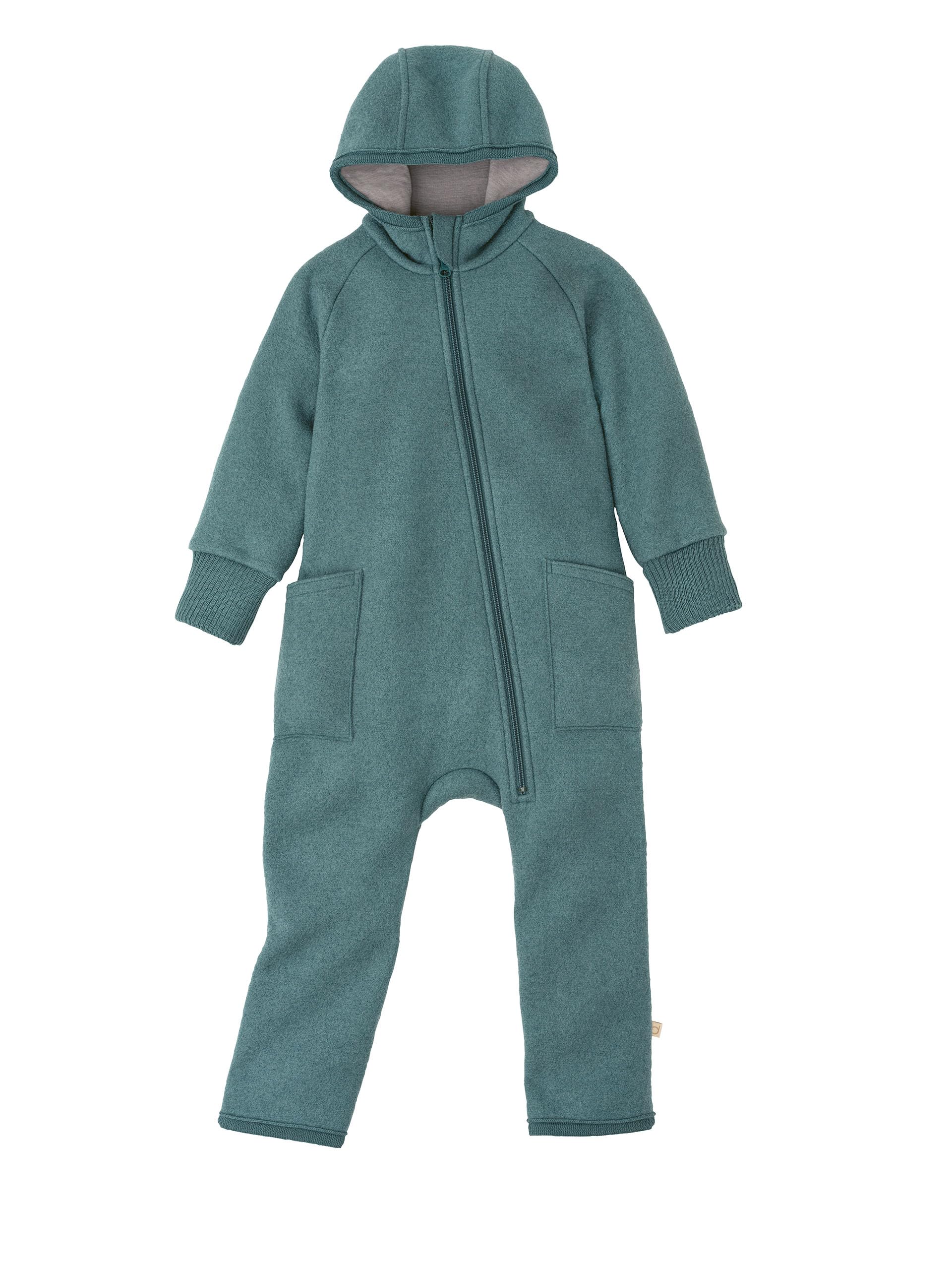 Disana Zipp-Overall Baby & Kids - 100% Organic Merino, Wollwalk - Breathable & Pleasantly Warm - Unisex Gr. 50 - 116 - Durable & Fair - With Zip - Made in Germany, eucalyptus
