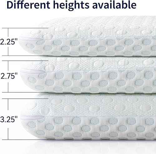 Miniatura 6 de Hcore Almohada ultra fina de 3.25 pulgadas para dormir boca abajo, almohada delgada para dormir de lado y espalda, almohadas de espuma viscoelástica