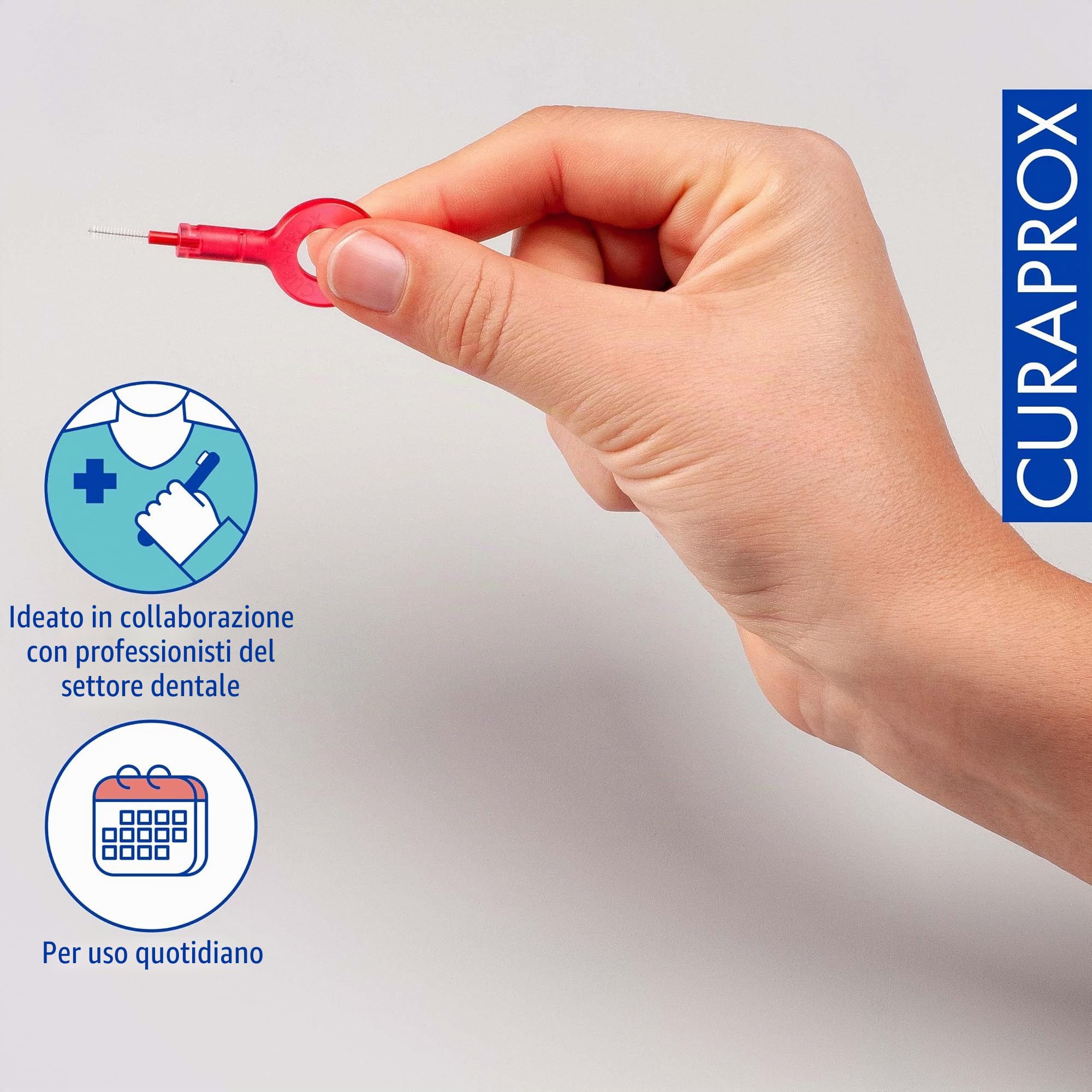 Curaprox CPS 07 Prime Start interdentale Brush Set/Starter Set con 5 spazzole / 2 diversi titolari/Rosso / 0.7 mm di diametro / 2.5 mm Efficacia/Swiss Made