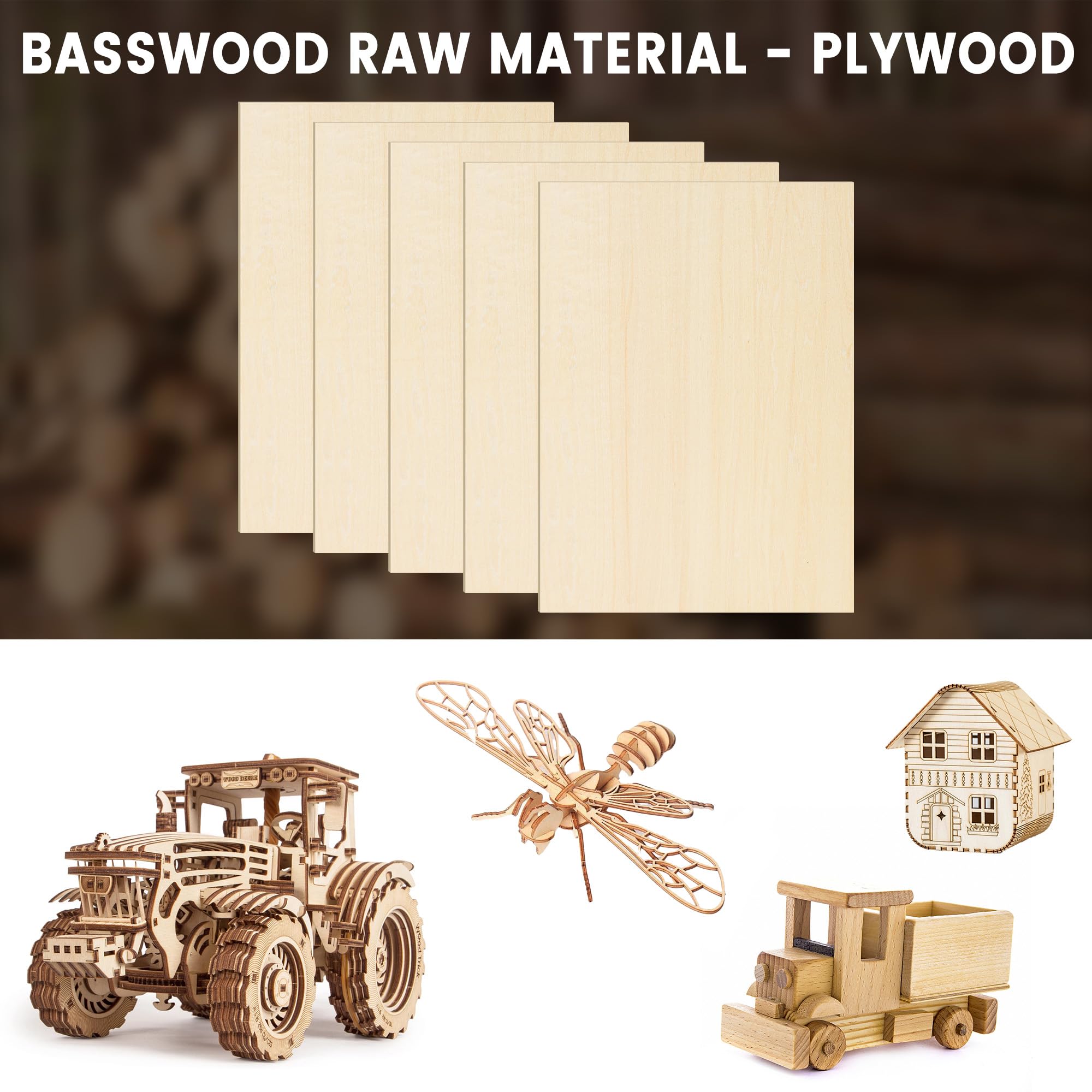 Zestaw płyt ze sklejki 3 mm, płyta drewniana do modelarstwa i grawerowania laserowego – w zestawie płyta wiórowa do wycinania laserowego – precyzyjnie wycięta sklejka "zrób to sam" (A3 – 420 x 300 x 3