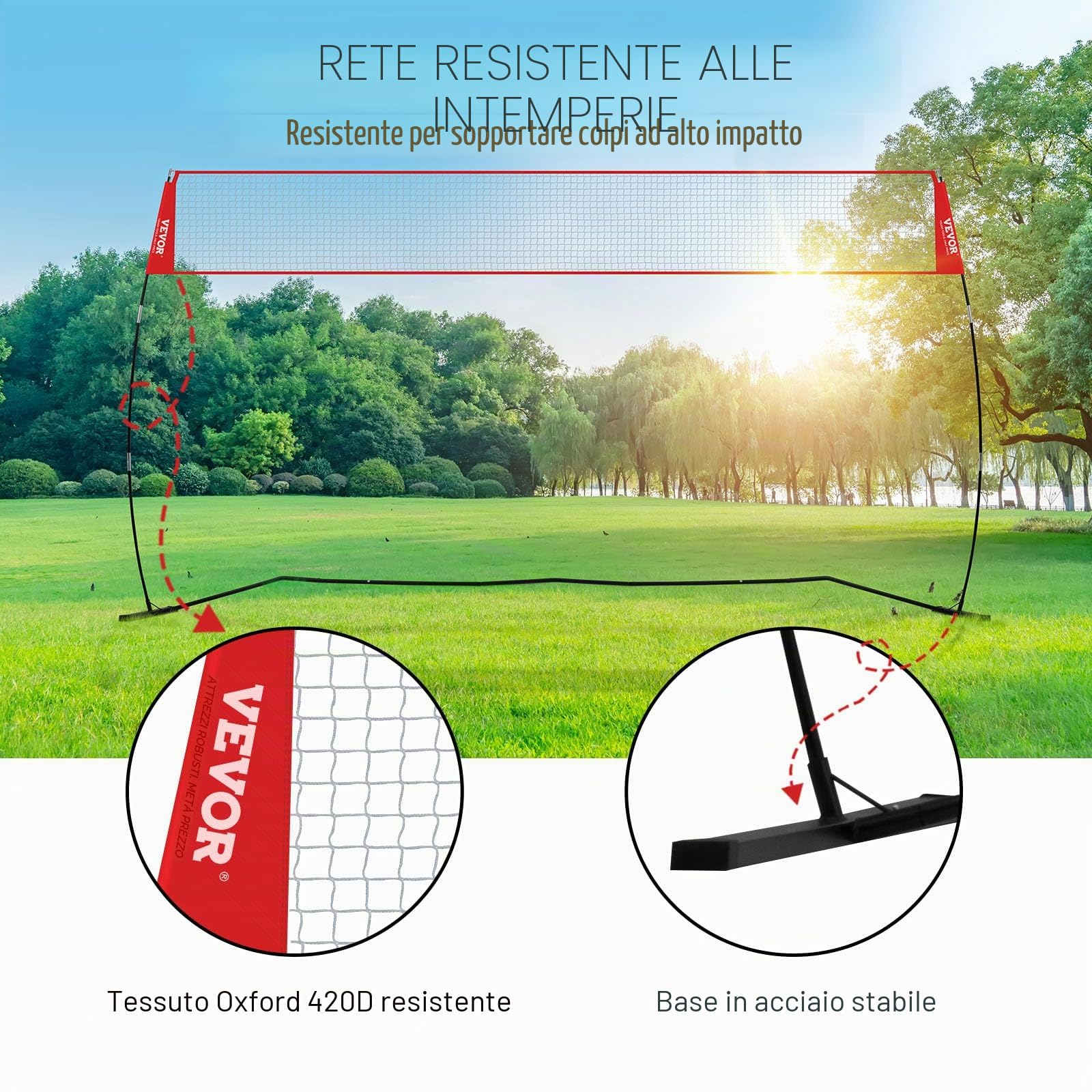 VEVOR Rete da Allenamento per Pallavolo Autoportante, Sistema di Rete Portatile Altezza Regolabile Borsa per Il Trasporto, Allenatore Professionale per Allenamento di Pallavolo per Colpire o Servire