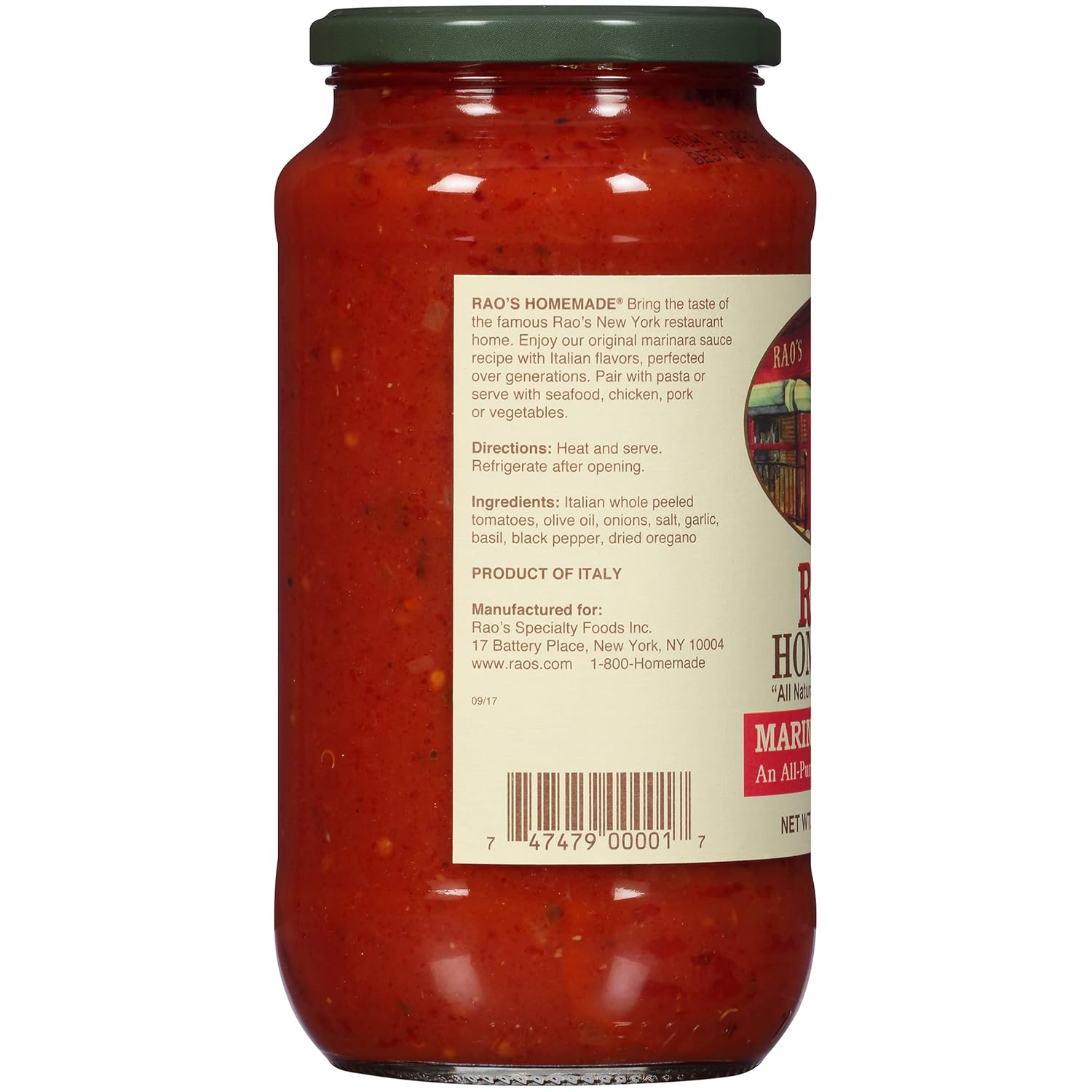 Rao's Homemade Marinara Sauce, 32 Oz Jar, 12 Pack, Classic Italian Tomato Sauce, Great on Pasta, Made With Fresh Basil, Italian Tomatoes, Garlic, and Seasonings, No Sugar Added