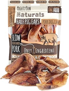 Mighty Paw Half Pig Ears for Dogs | All Natural Dog Treats. Single Ingredient Pig Ear Dog Treats. Better Than Rawhide Dog Snacks for Puppy and Large/Medium Dogs. Pigs Ears Dog Chews, Dog Pig Ears