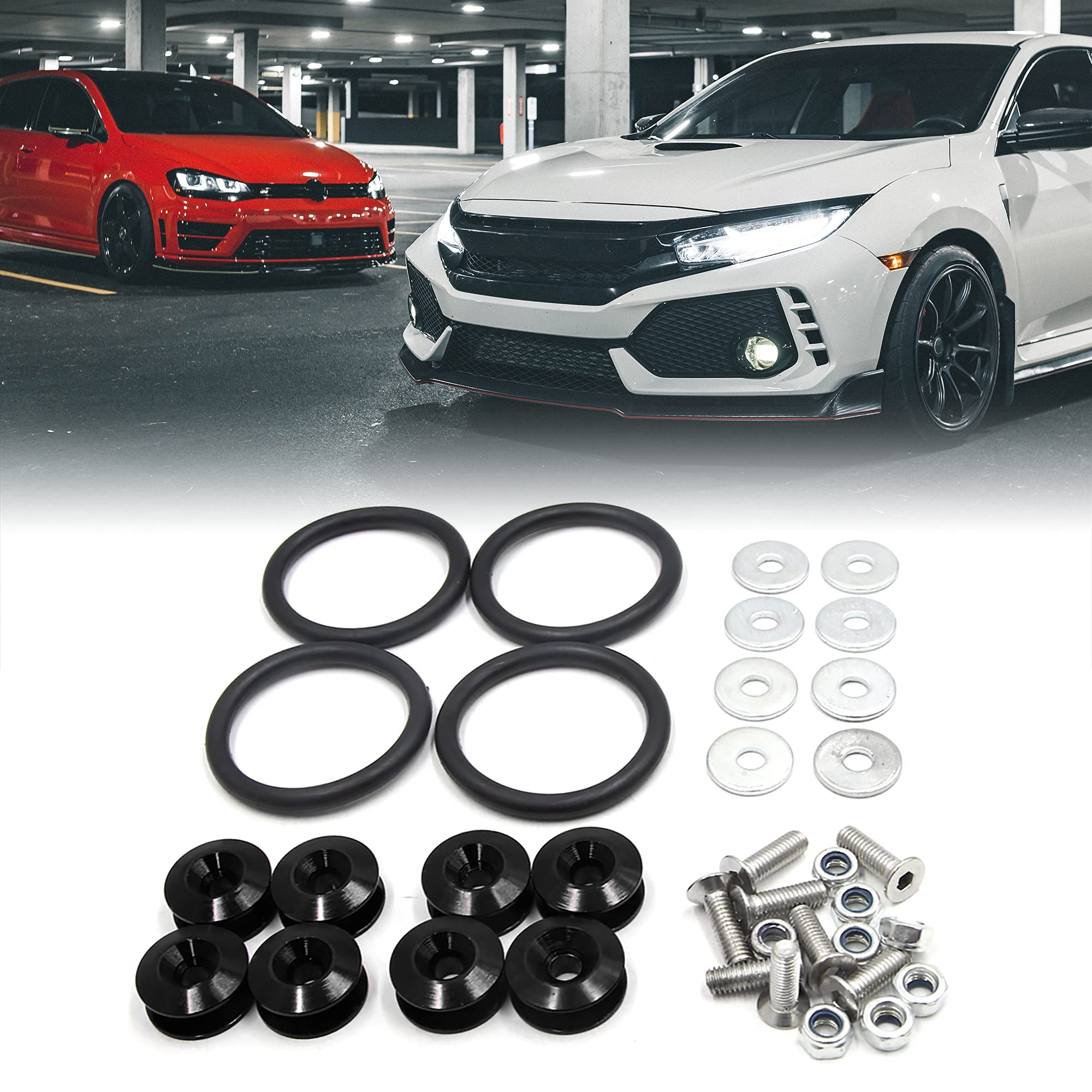 uxcell 8pcs Black Quick Release Bumper Trunk Fender Hatch Lid Fastener Kit for Auto Car