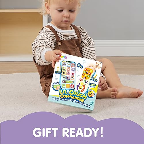 Miniatura 7 de JOYIN Juego de teléfono de juguete mejorado y control remoto, más de 90 frases de música y aprendizaje, juguetes para bebés de 6 a 12 meses, regalos