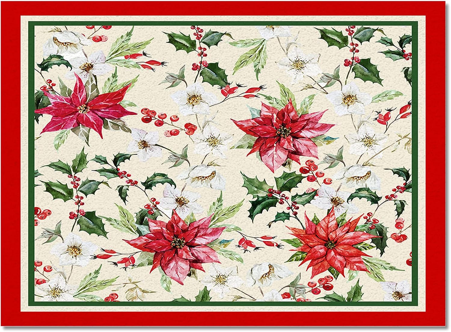 Area Rug, Poinsettia Flower Christmas Rug, 2x3 Feet Rugs for Living Room Bedroom Kids Room Kids Room Nursery Classroom, Non-Slip Comrft Carpet Washable Rug