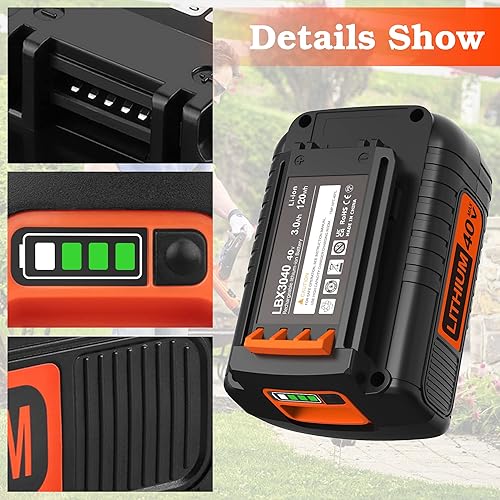 Miniatura 4 de Reemplazo máximo de 40 V para batería de litio Black and Decker LBX2040 LST136 LBXR2036 LBXR36 LHT2436 LCS1240 LBX1540 LBX36 LSWV36 LST540 LST136W