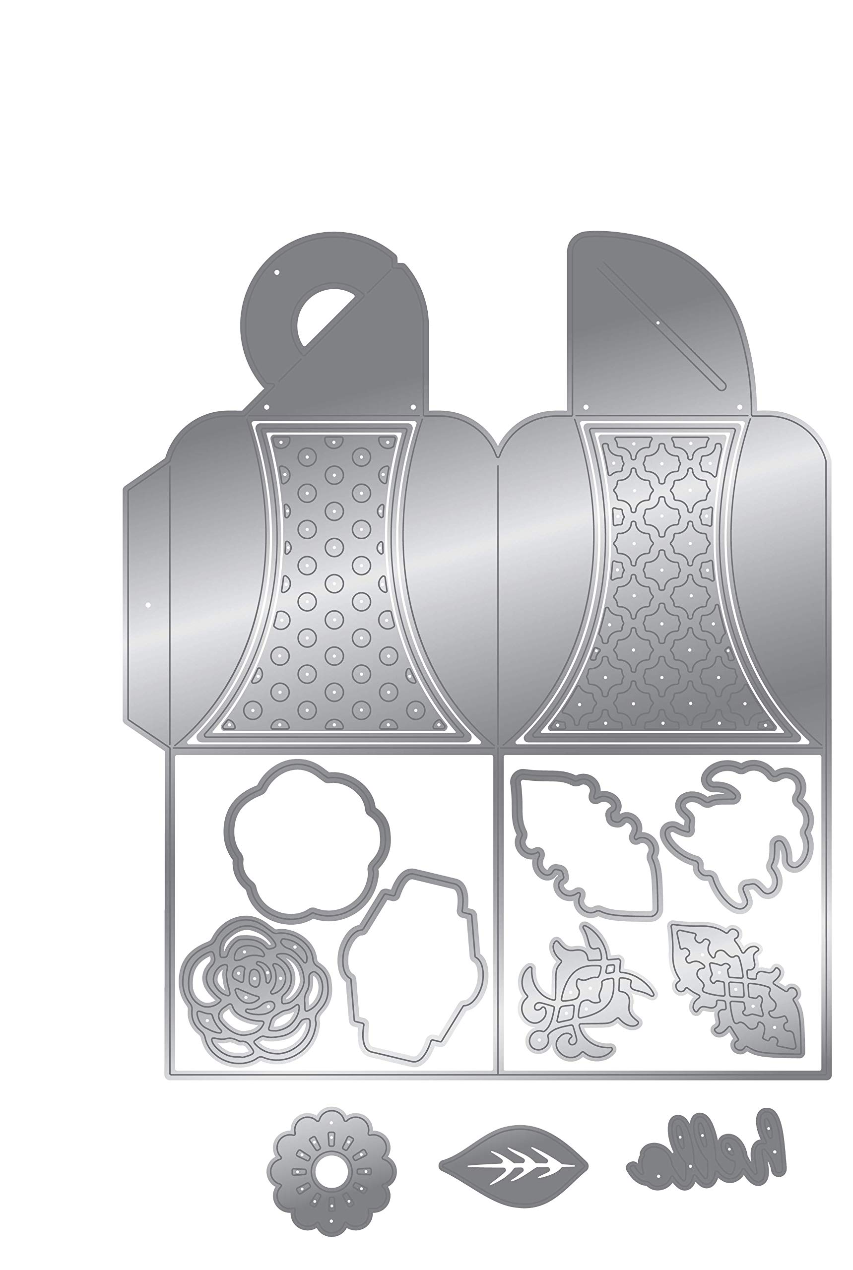 Set Fustelle E Timbri Gemini Per Biglietti Di Natale, 8 Pezzi, Design A Cascata, Argento