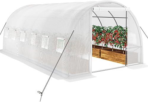 DWVO Invernaderos de 20 x 10 x 6.6 pies, túnel de invernadero de alta resistencia, casas verdes, jardinería al aire libre, cuerdas de estaca de