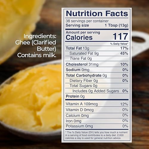 Miniatura 2 de Kevala Ghee - Mantequilla clarificada – Hecha con leche de vaca alimentada con pasto, sin caseína y sin lactosa, sustituto a la mantequilla regular,
