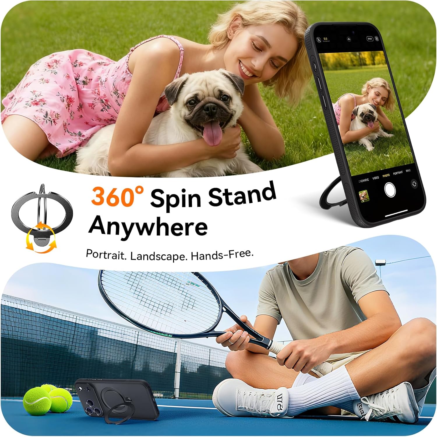 360° Spin Magnetic Stand for iPhone 17 Pro Max Case, Fit for MagSafe, All Around 4X Military-Grade Protection,Full Camera Protection,Anti-Slip Slim Phone Case for iPhone 17 Pro Max 6.9",Midnight Black - Image 5