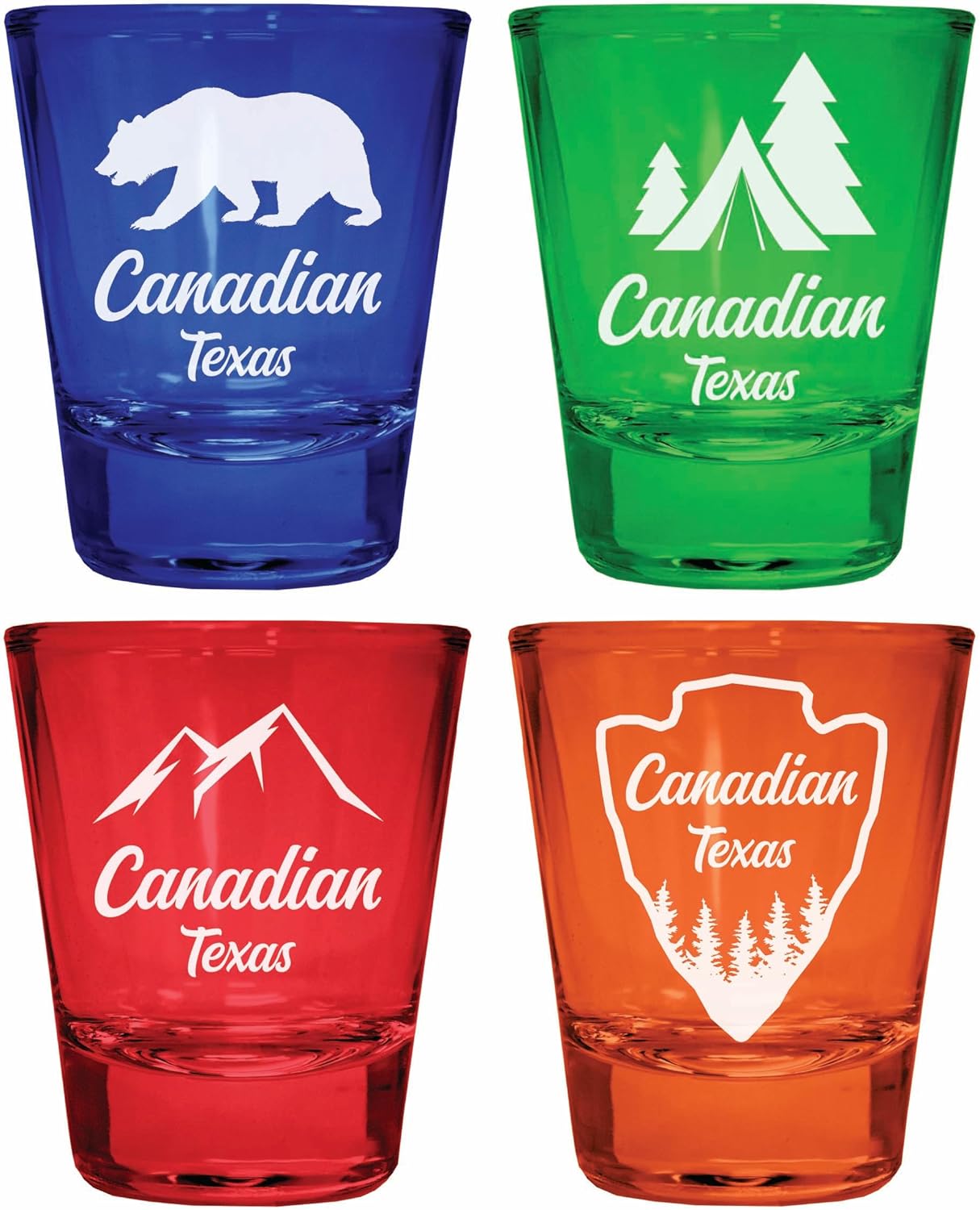 Juego de 4 Shot Vidrio Canadá Texas Souvenir Multicolor