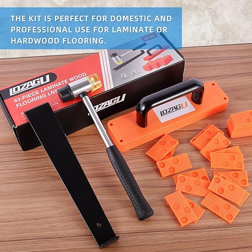 Miniatura 5 de Kit de 43 piezas para herramientas de suelo laminado, kit de instalación LVP, herramientas para suelos de vinilo, taco de golpeteo con mango,