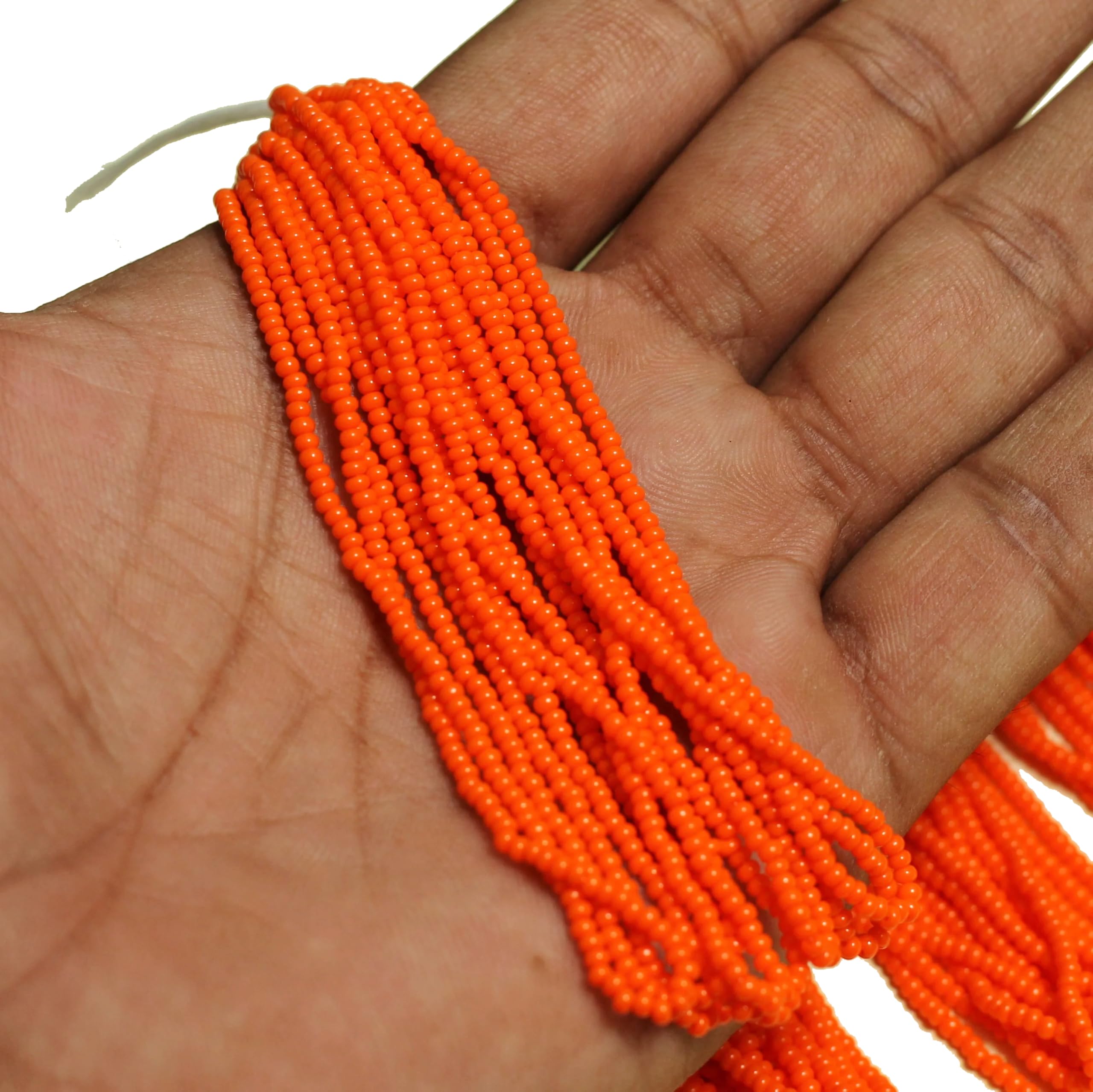 Perlin 2 mm Seed Beads Glass Beads Indian Seed Beads Pony Beads Preciosa Ornela Czech 9000 Pieces CZ 11/0 on Multiple Strands (Orange Opaque) - Image 2