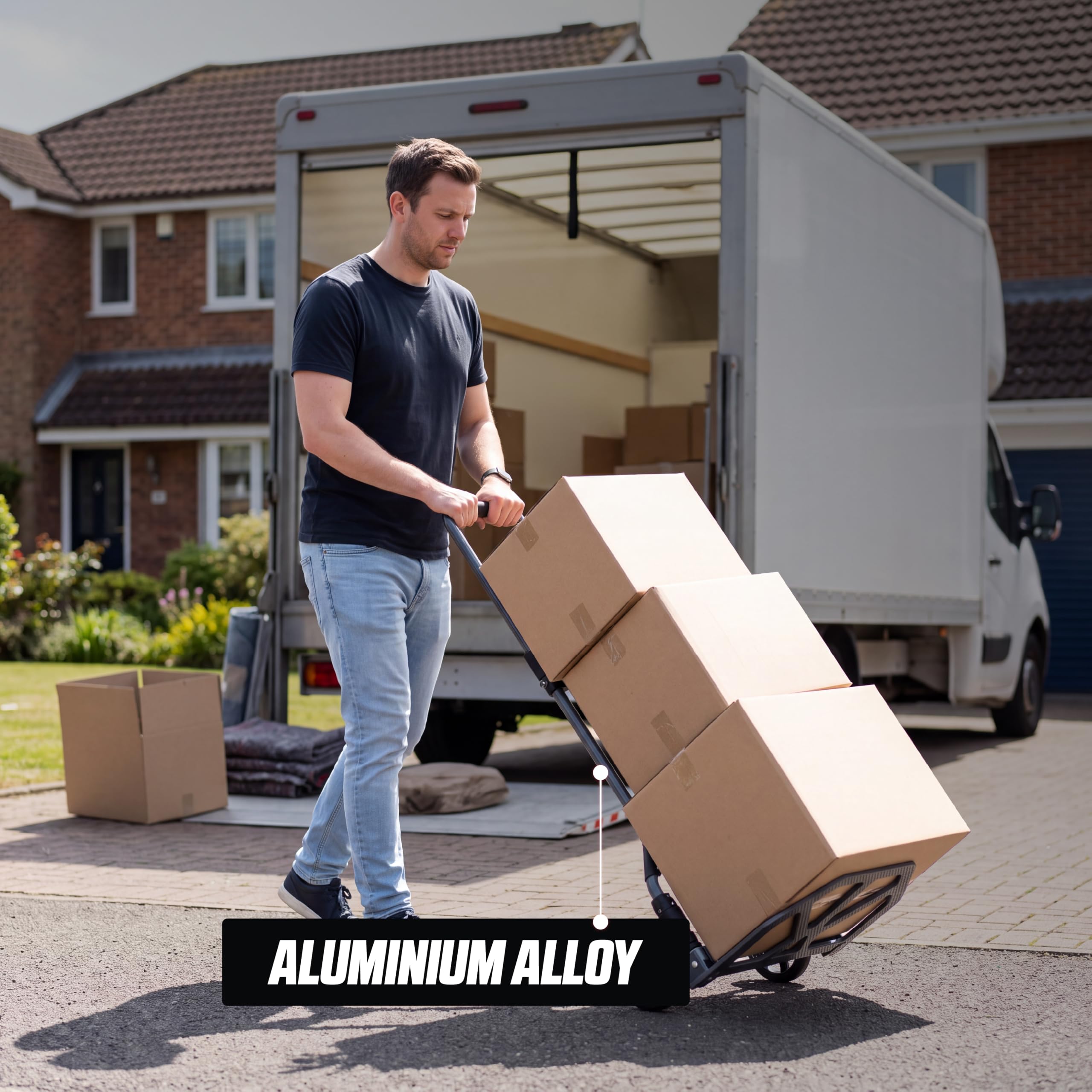 MoverX Faltbare Sackkarre aus Aluminium, robuste Sackkarre, faltbarer Rollwagen auf Rädern, Mehrzweck-Sackkarre, 85 kg