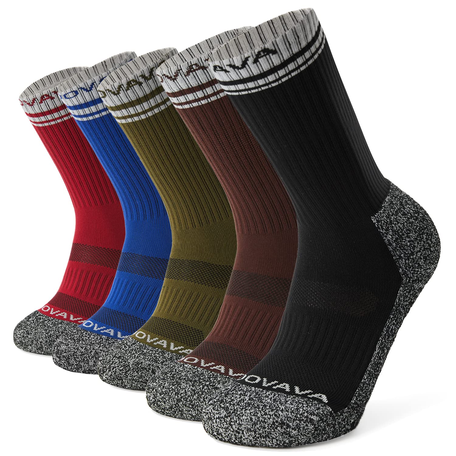 DOVAVA Walking Socks Men & Women 5 Pairs, Athletic Socks Thermal Anti Blister Cushioned for Hiking Sports