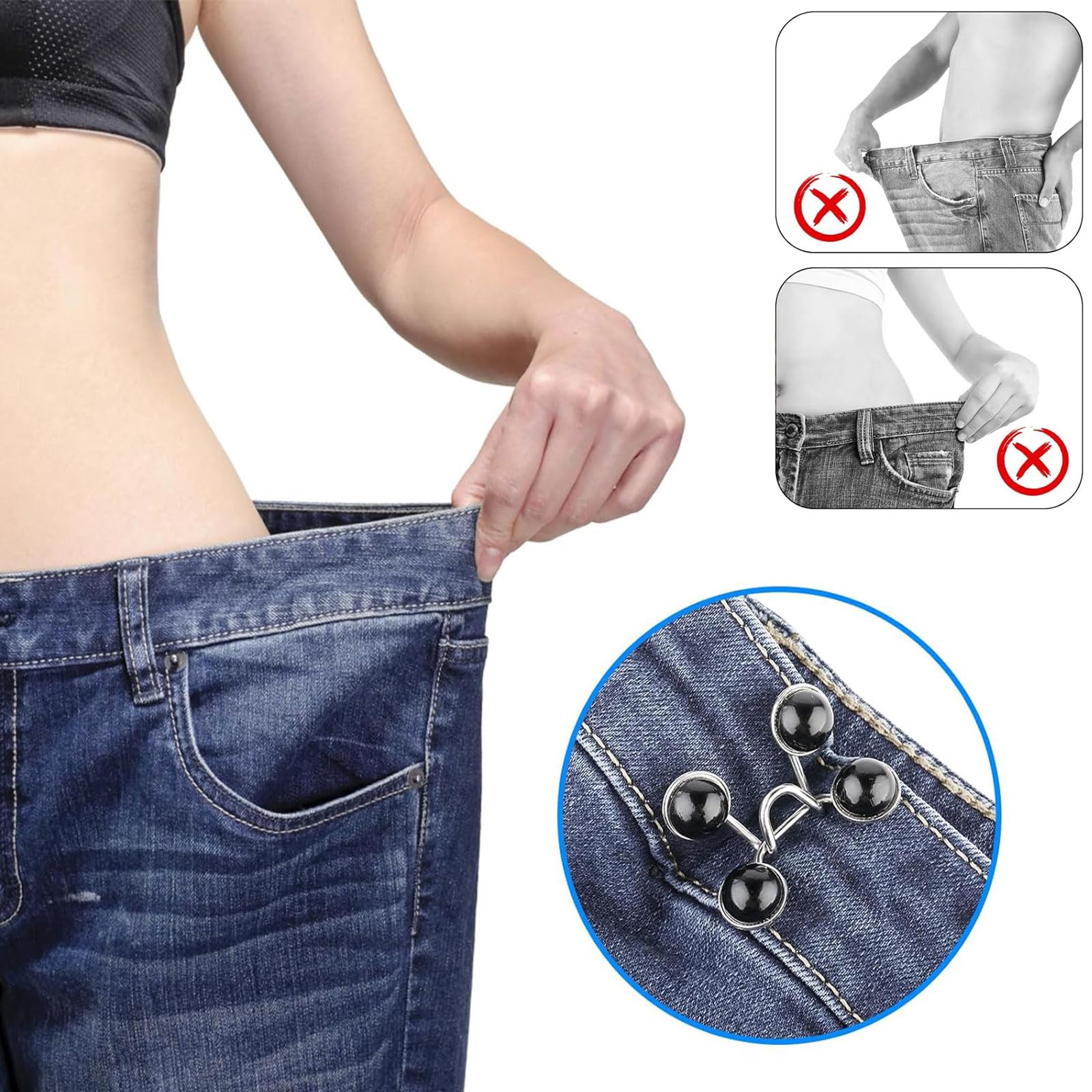 6 Hosen-Enger-Clips - Verstellbare Taillenclips Ohne Nähen Für Jeans, Röcke & Hosen