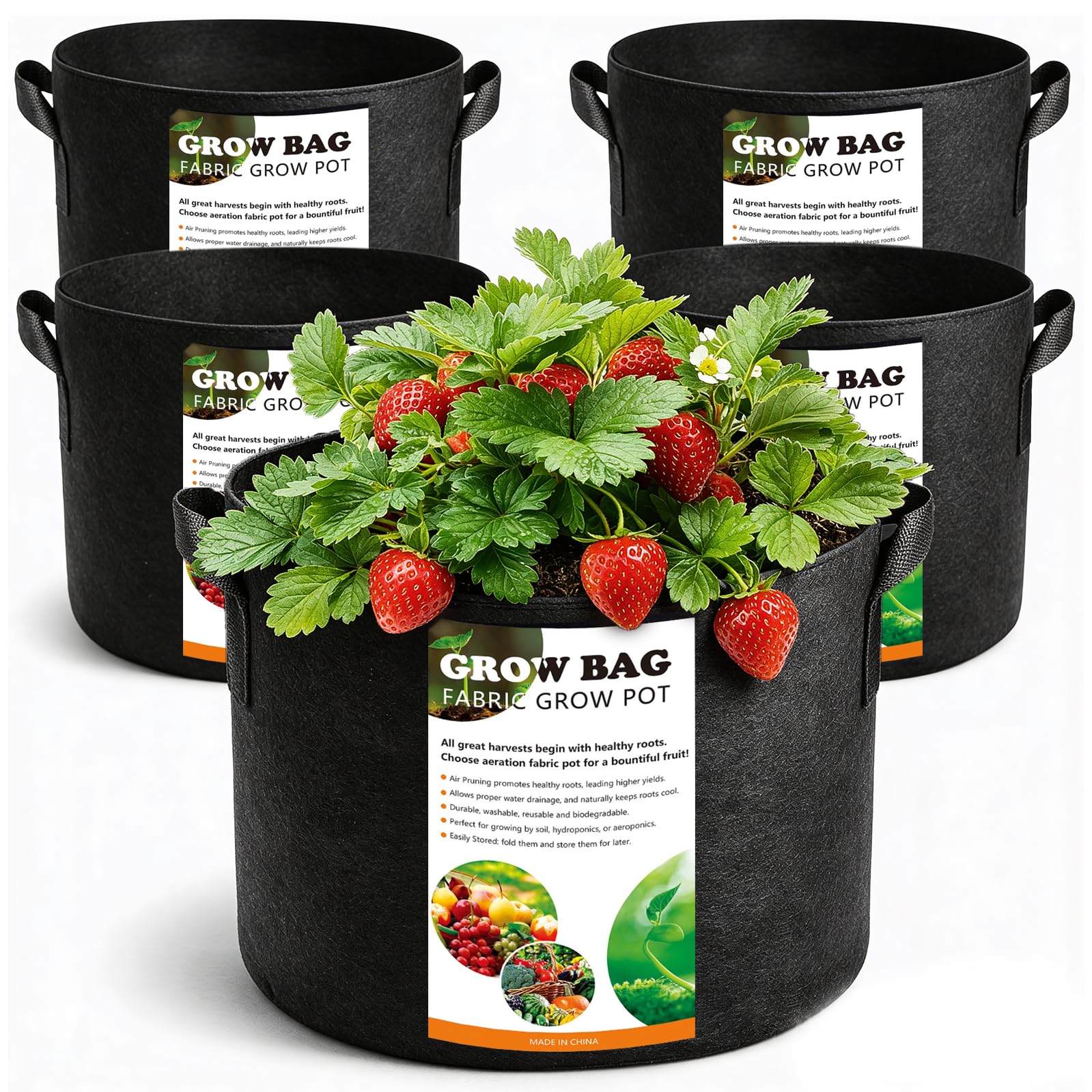 COKIELE 5-Pack 5 Gallon Grow Bags