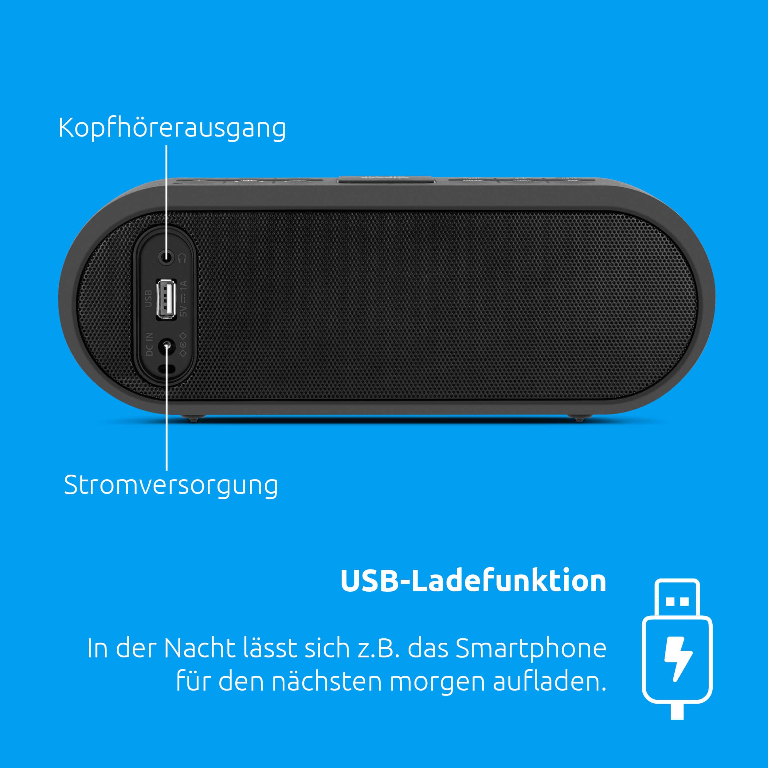 TechniSat DIGITRADIO 53 BT – Wecker, Bluetooth Lautsprecher, DAB+ Radio | DAB, UKW, FM, Sleeptimer, Snooze, Lichtsensor, Doppelarlarm, Bluetooth-Audiostreaming, USB-Ladefunktion, 20 Watt, Schwarz
