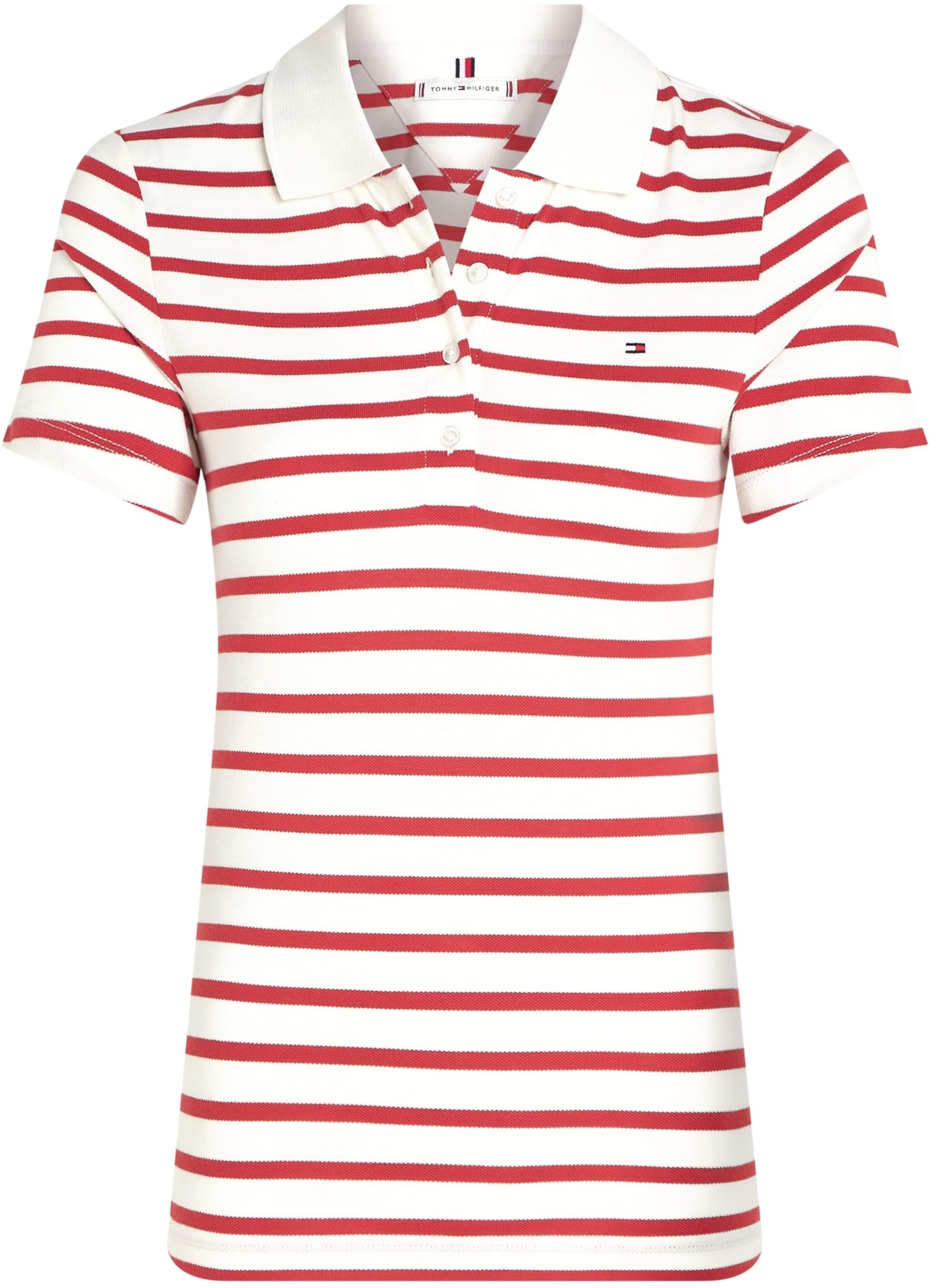 Tommy Hilfiger Polo damskie S/S, Breton Stp/Ecru/Terra Red, XS