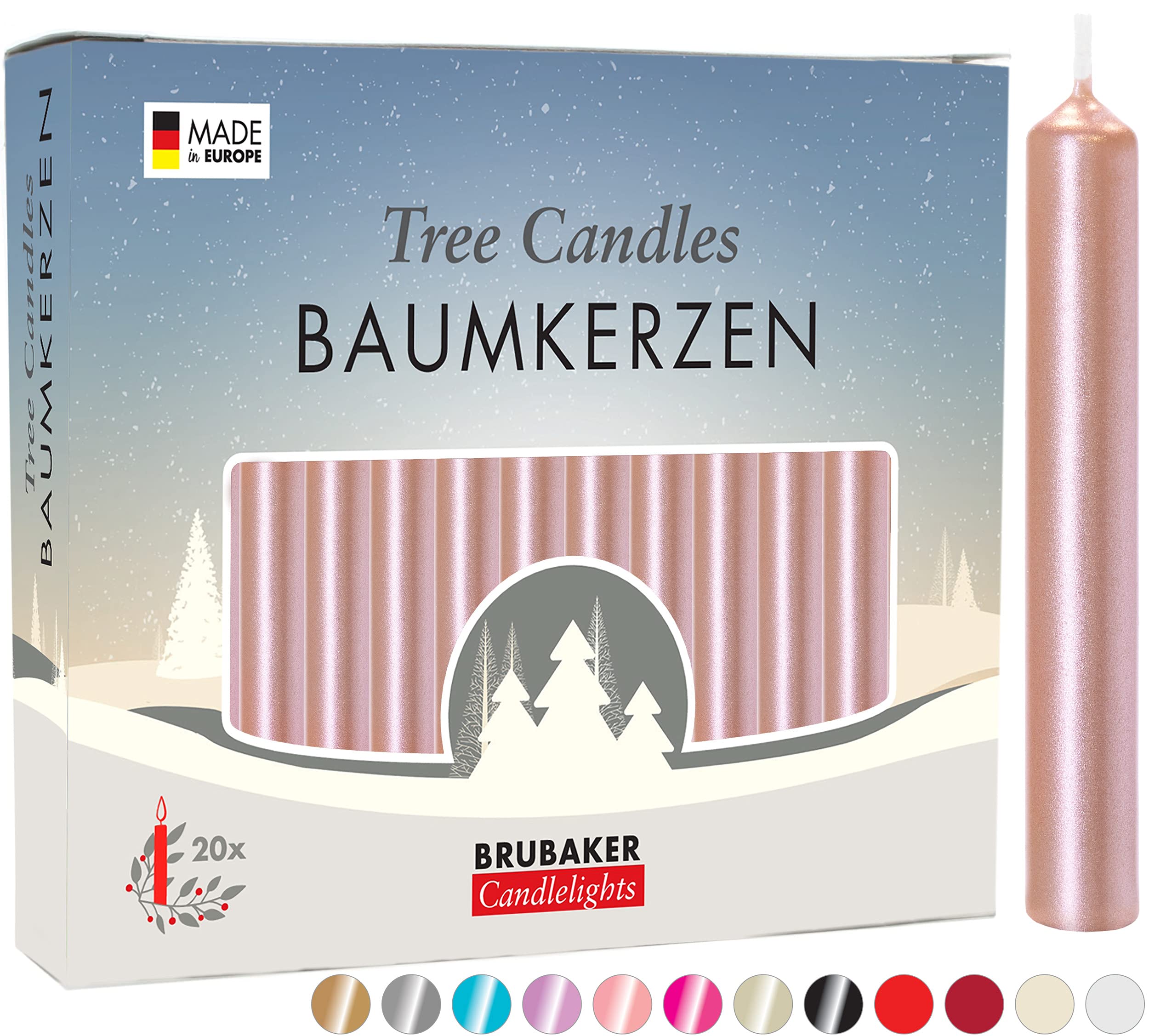BRUBAKER Pack of 100 Wax Christmas Tree Candles - Rose Gold