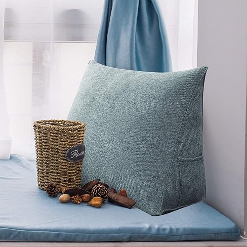 Miniatura 5 de YXCSELL Almohadas de cuña para cabecero, almohada de lectura, almohadas de respaldo para sentarse en la cama, cojín triangular grande de algodón y