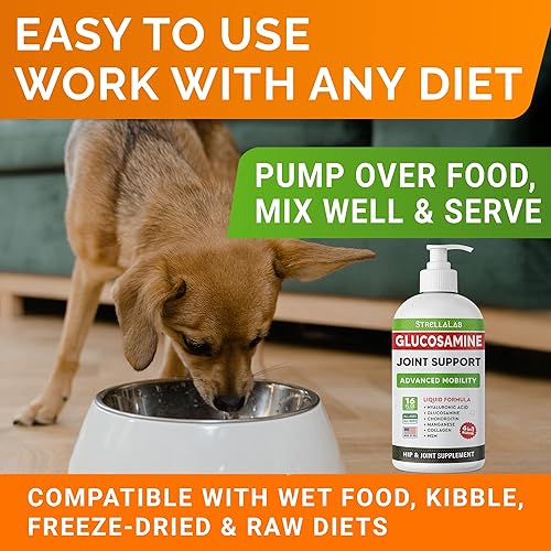 Miniatura 6 de STRELLALAB Glucosamina líquida para perros (16 onzas) – Suplemento natural para cadera y articulaciones, líquido de glucosamina condroitina, MSM y