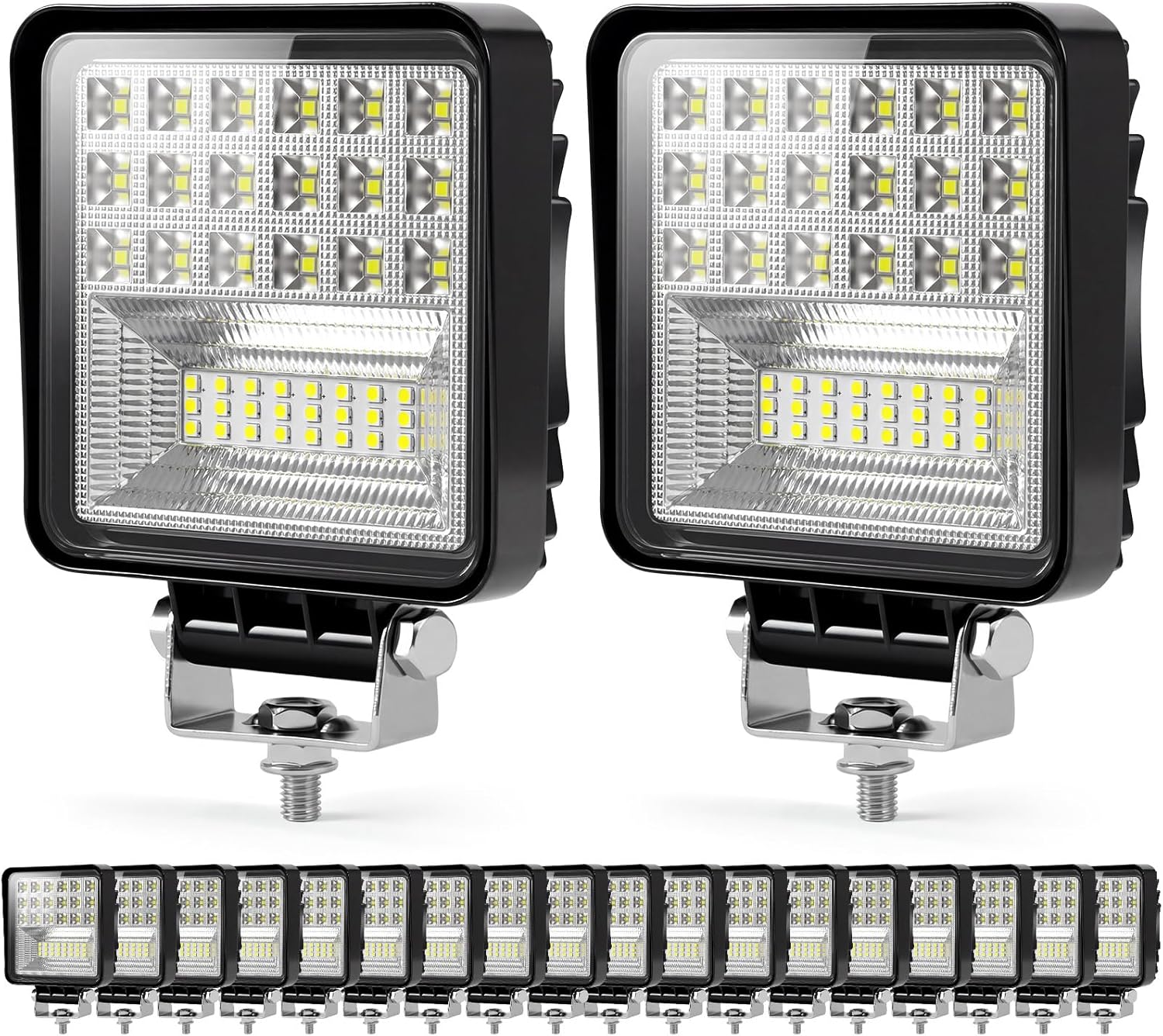 LED Lights for Car, 4 Inch 126W LED Pod Light 12V 24V Off Road Light for Truck Trailer Vehicle Golf Car RV Snowplow, 20Pack