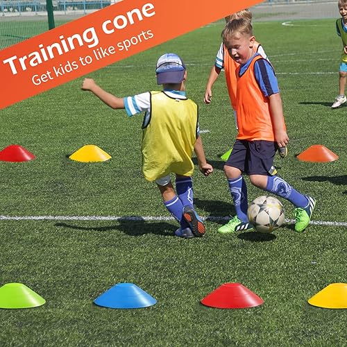 Miniatura 5 de 100 piezas de conos de fútbol con correa de disco de agilidad entrenamiento de fútbol mini para desafío fútbol baloncesto patinaje juegos niños
