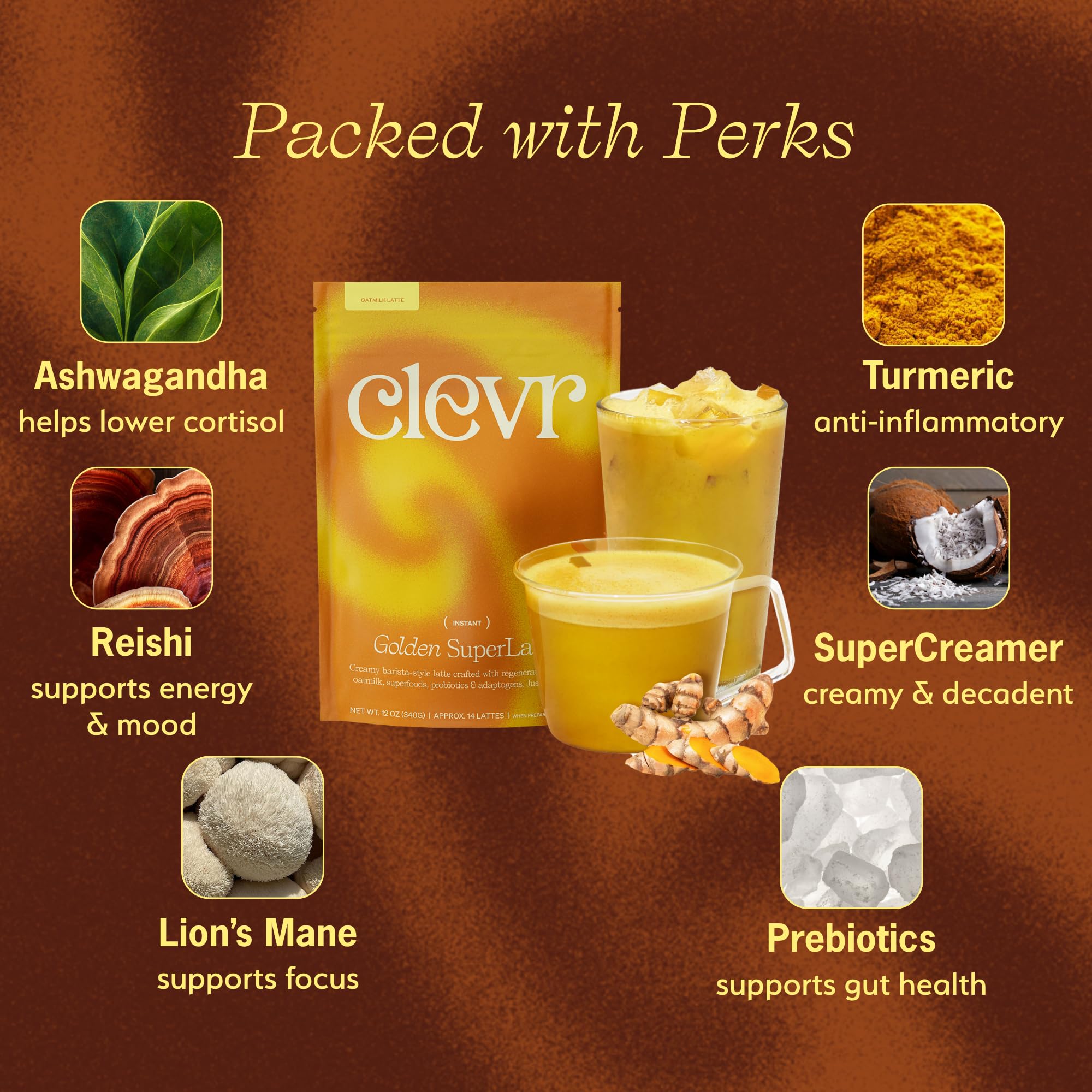 Amazon.com: Clevr Turmeric Powder, Golden Milk Instant Latte Mix