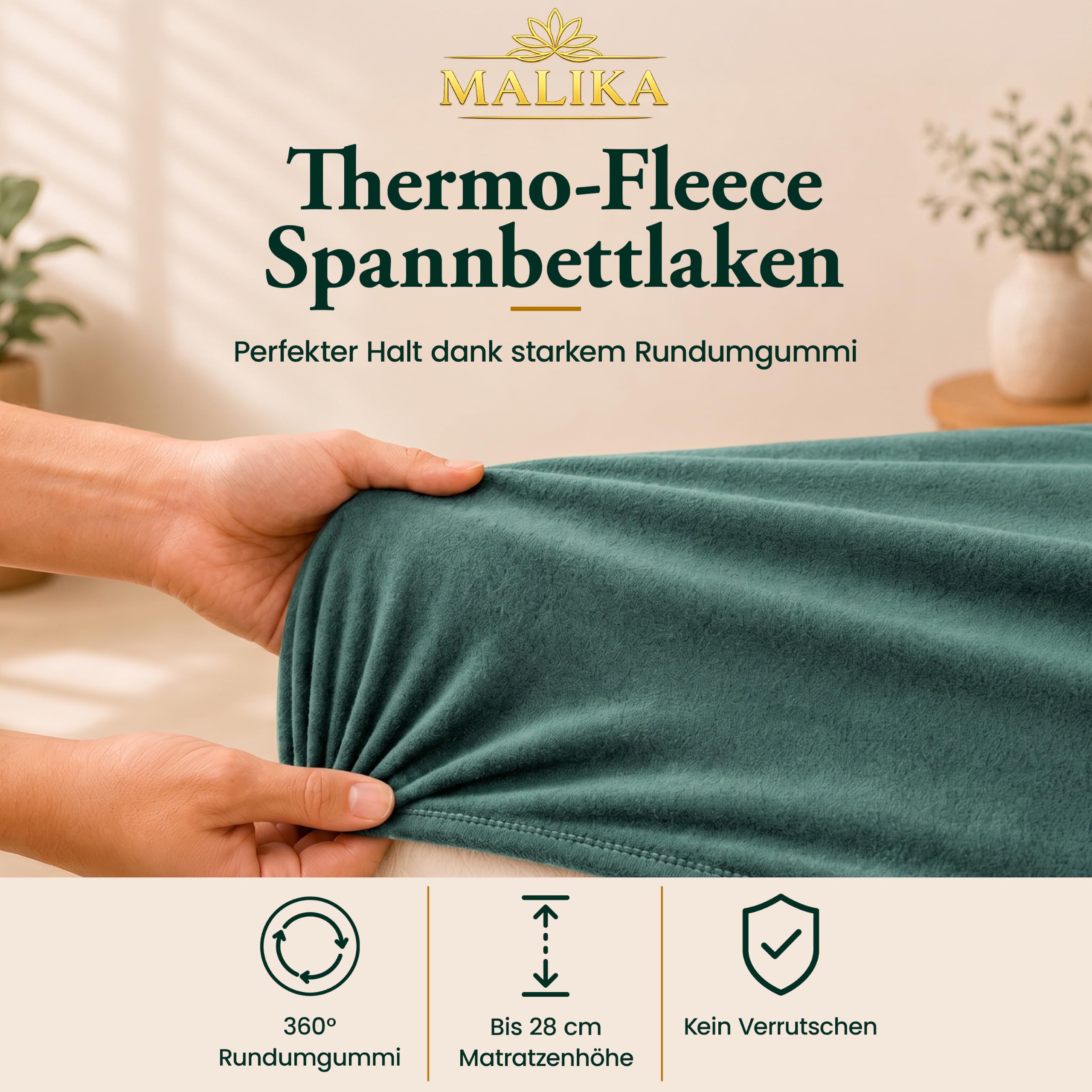 Malika® Winter Thermo Fleece Spannbettlaken, kuschelig weich Flausch Spannbetttuch, Betttuch Jersey flauschig Soft Plüsch Laken… – Ansicht 3