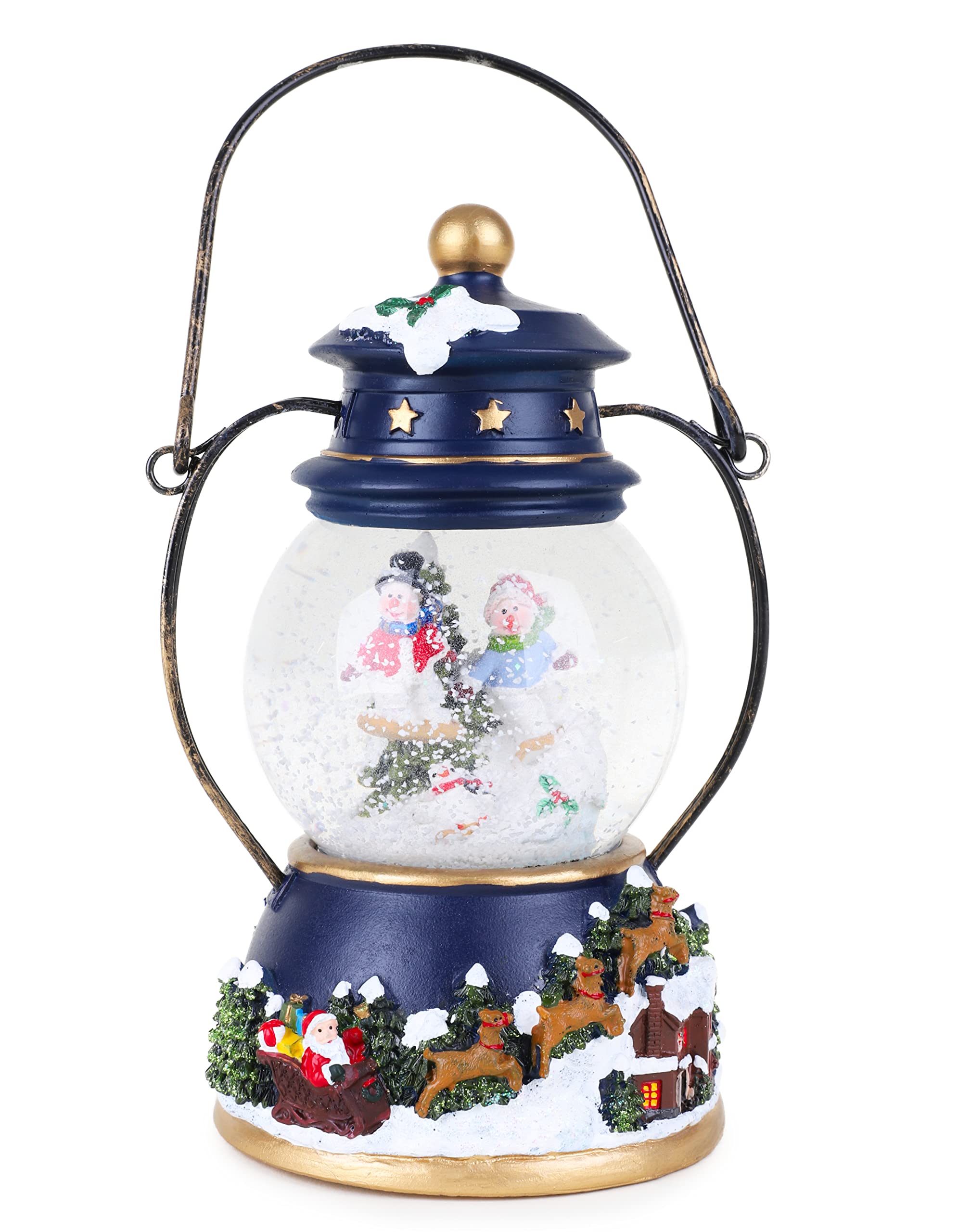 Globo Di Neve Natalizio Musicale Con Luci E Timer - Lanterna Decorativa Con Pupazzo Di Neve, 8 Canzoni - Foto 2