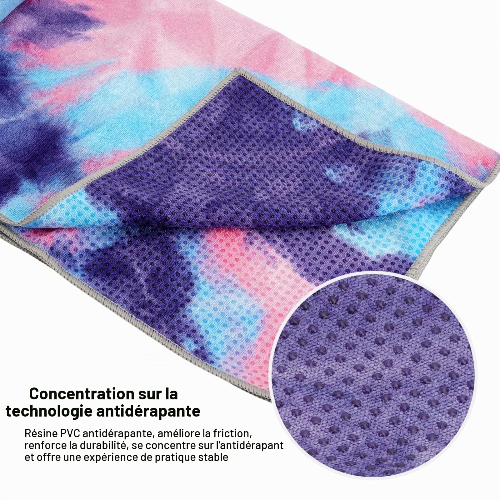 Tapis de yoga antidérapant avec sac de transport en maille, absorbant, fitness
