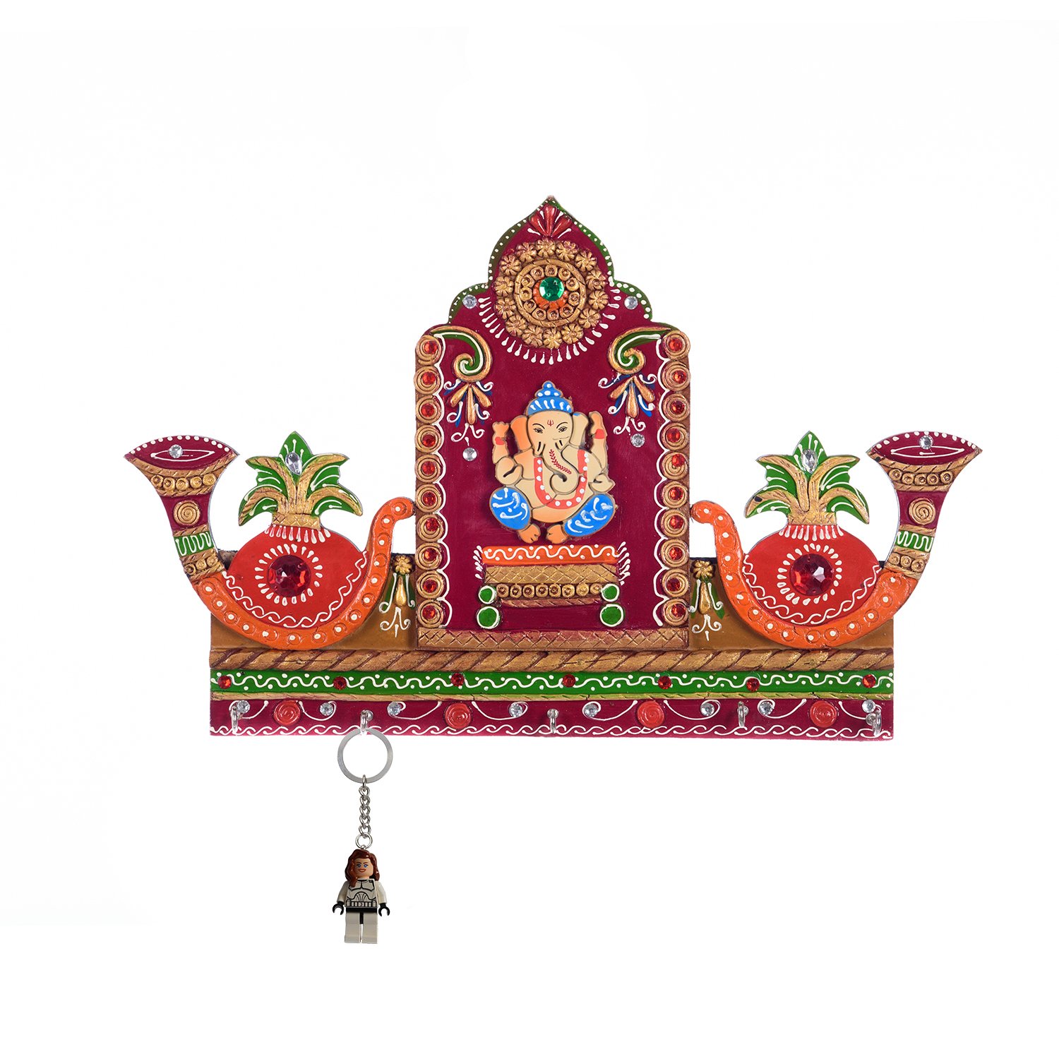 eCraftIndia Lord Ganesha with Shehnai Key Holder (LxWxH - 15.5INx0.5INx10.5IN)