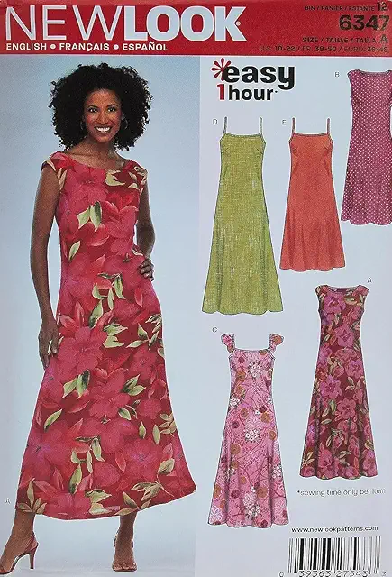 Simple New Look Cut Pattern Dress 6347 - Women's Dress Pattern Size 40-52