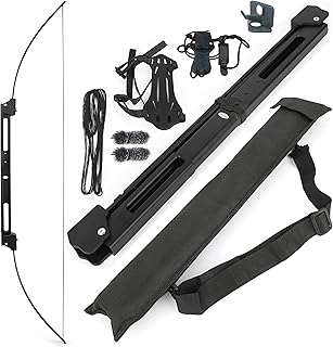 ZSHJGJR 58" Folding Bow Tactical Survival Bow 35lbs with Aluminum Alloy Riser Archery Bow Right/Left Hand for Hunting Targ...