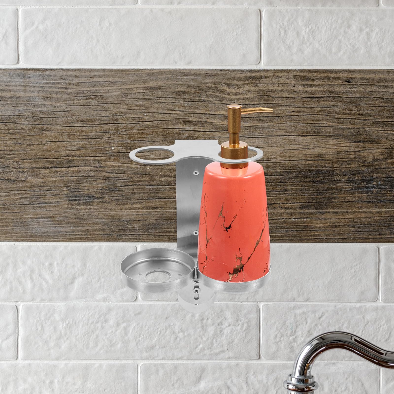 Gatuida Dispensador de Loción y Jabón de Acero Inoxidable sin Taladro, Soporte para Botellas de Champú y Jabón de Manos, Diseño Moderno, Adecuado para Baño y Ducha