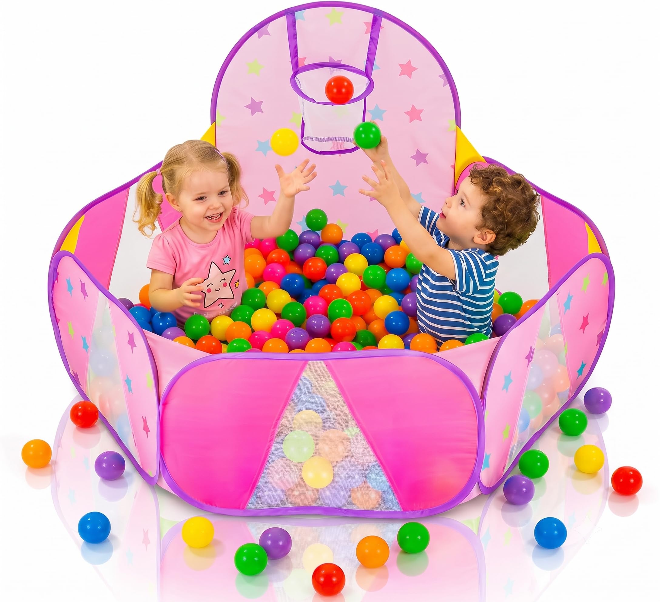 Piscina De Bolas para Bebes De 1 Año Niños | Parque De Bolas | Mini Canasta Baloncesto Habitación G