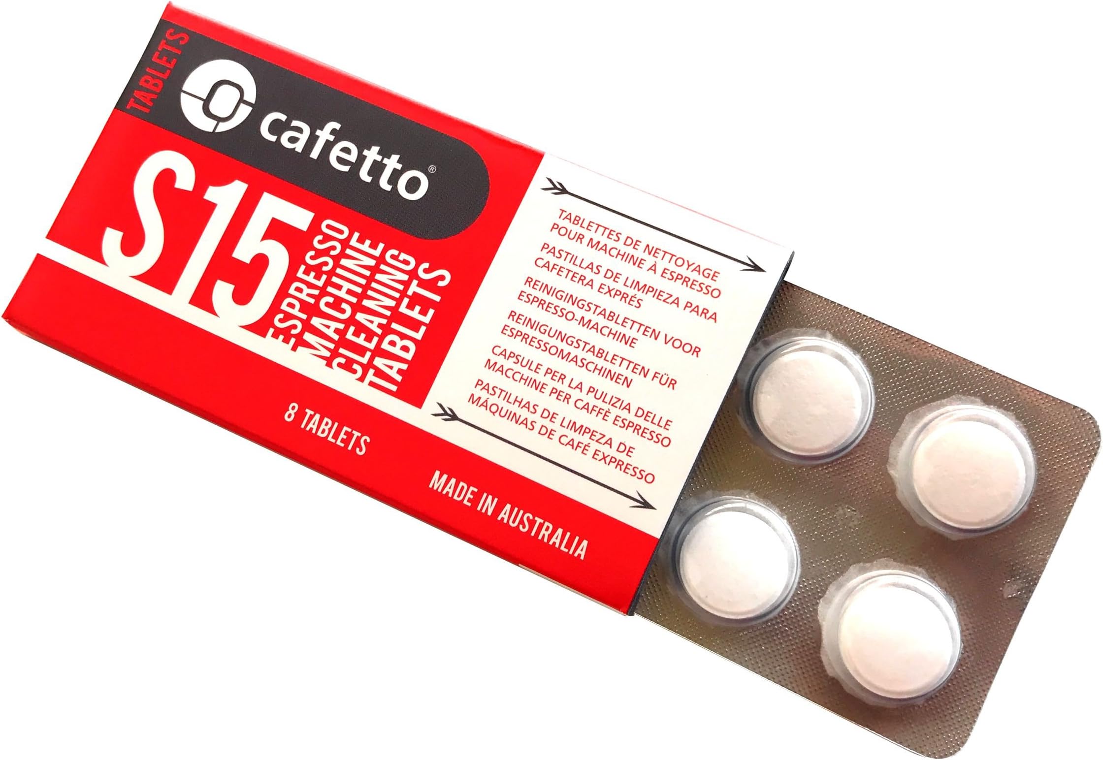 Cafetto S15 High Performance Espresso Machine Cleaning Tablets (8 Tablets Blister)