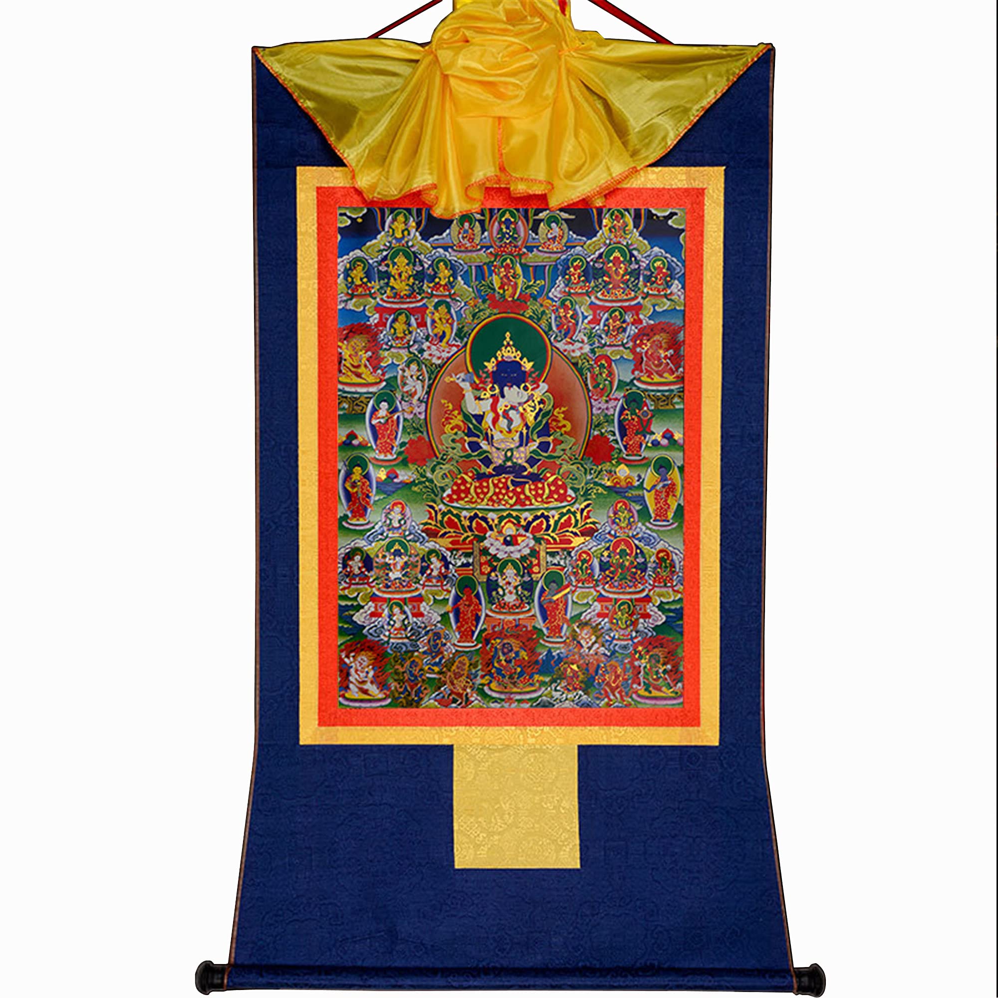 Gandhanra Tibetan Buddhist Thangka Wall Hanging,42 Peaceful Deities of the Bardo Thodol(Tibetan Book of Dead),Buddha Tapestry for Zen Home Decor, Meditation, Spiritual Relaxation